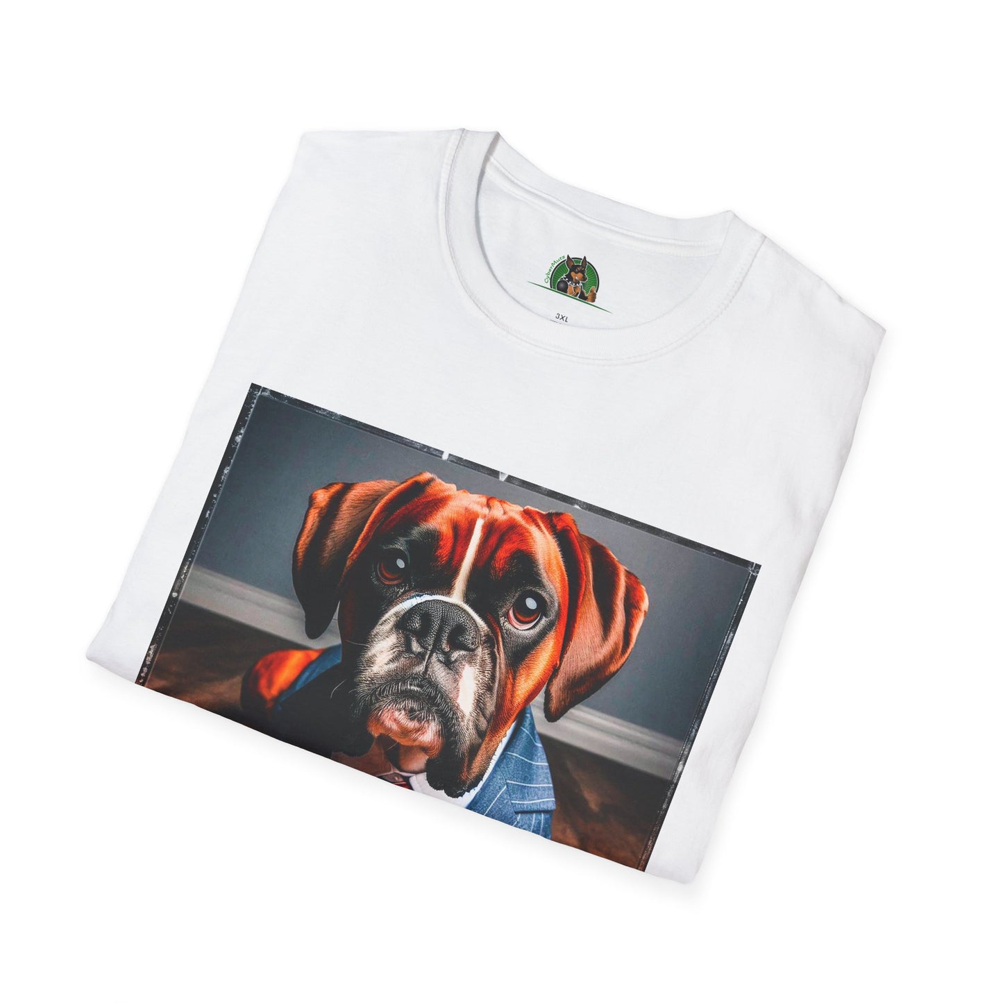 Boxer Dog Wearing Suit TShirt T-Shirt Printify