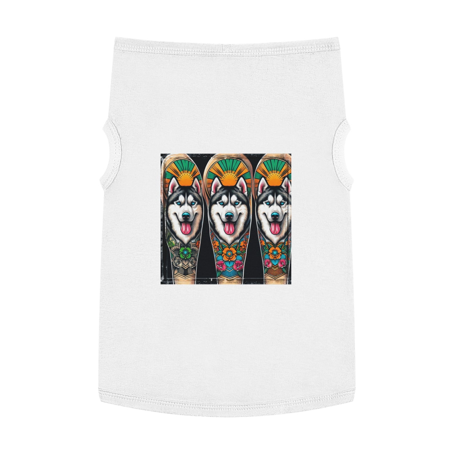 Pet Tank Top Husky fun tattoo Pets Printify XL White