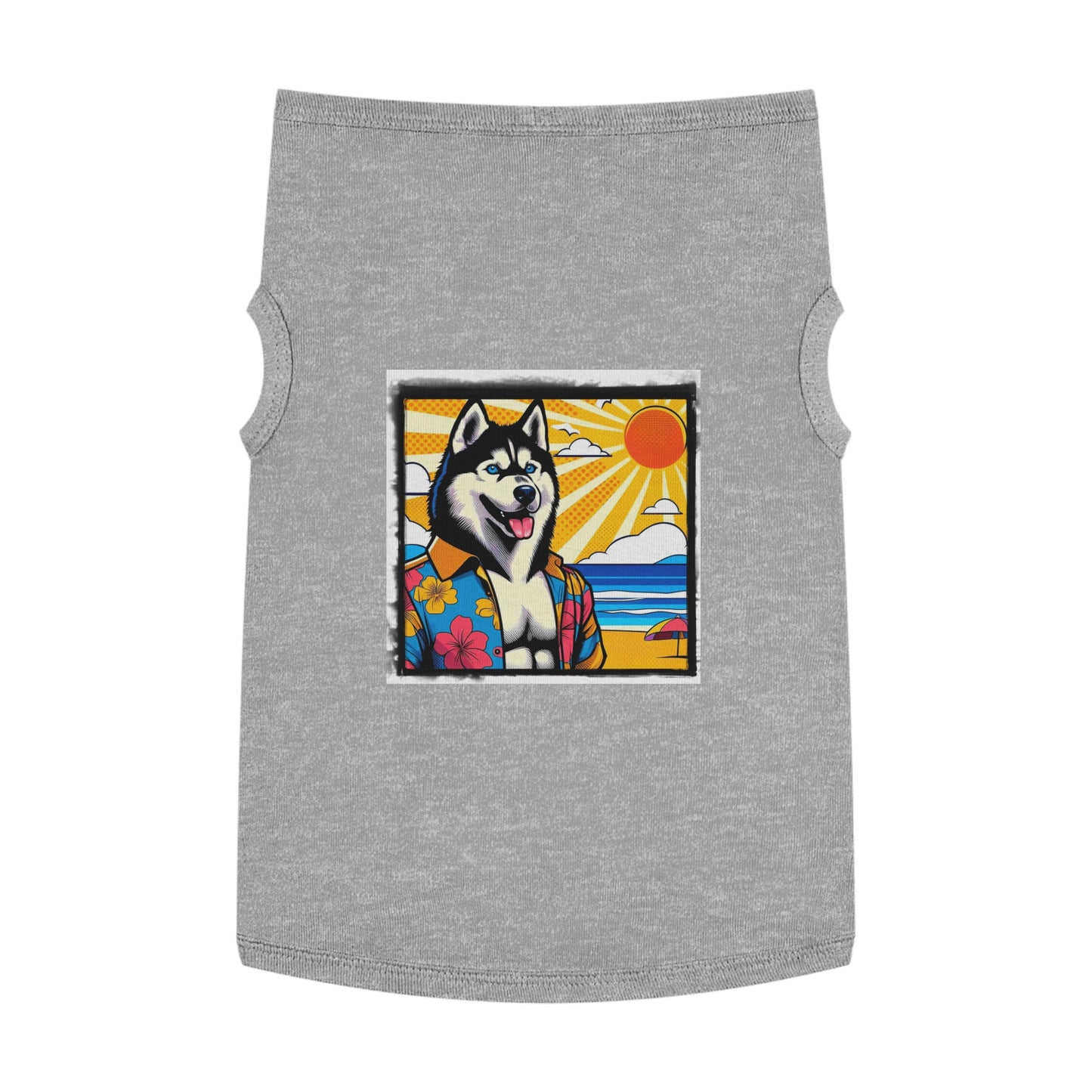 Pet Tank Top Husky beach day Pets Printify XL Heather
