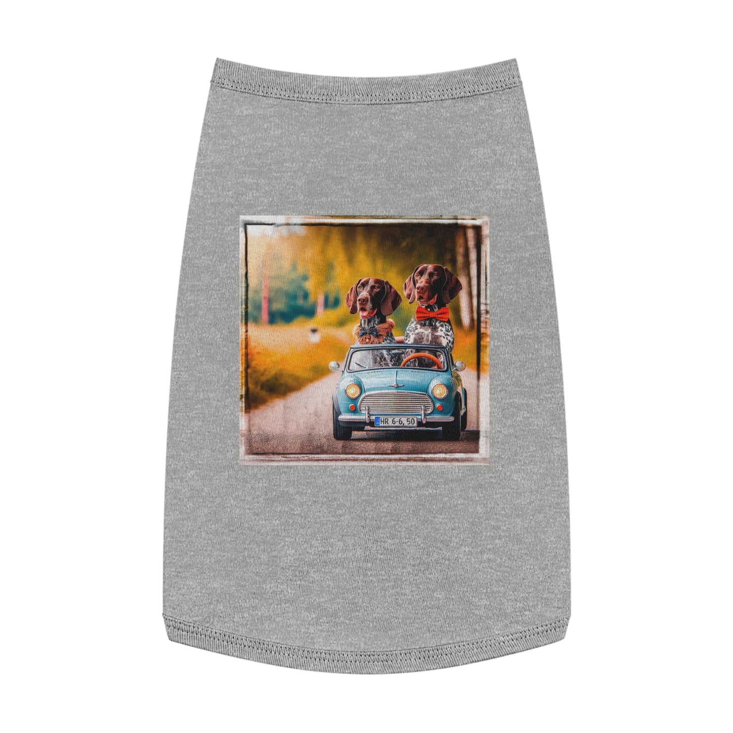 Wacky Pet Tank Top German Shorthaired Pointer tiny car driving t shirt Pets Printify L Heather