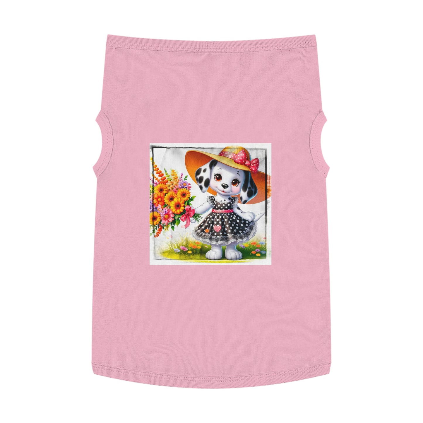 Pet Tank Top Dalmatian flower garden girl t shirt Pets Printify XL Pink
