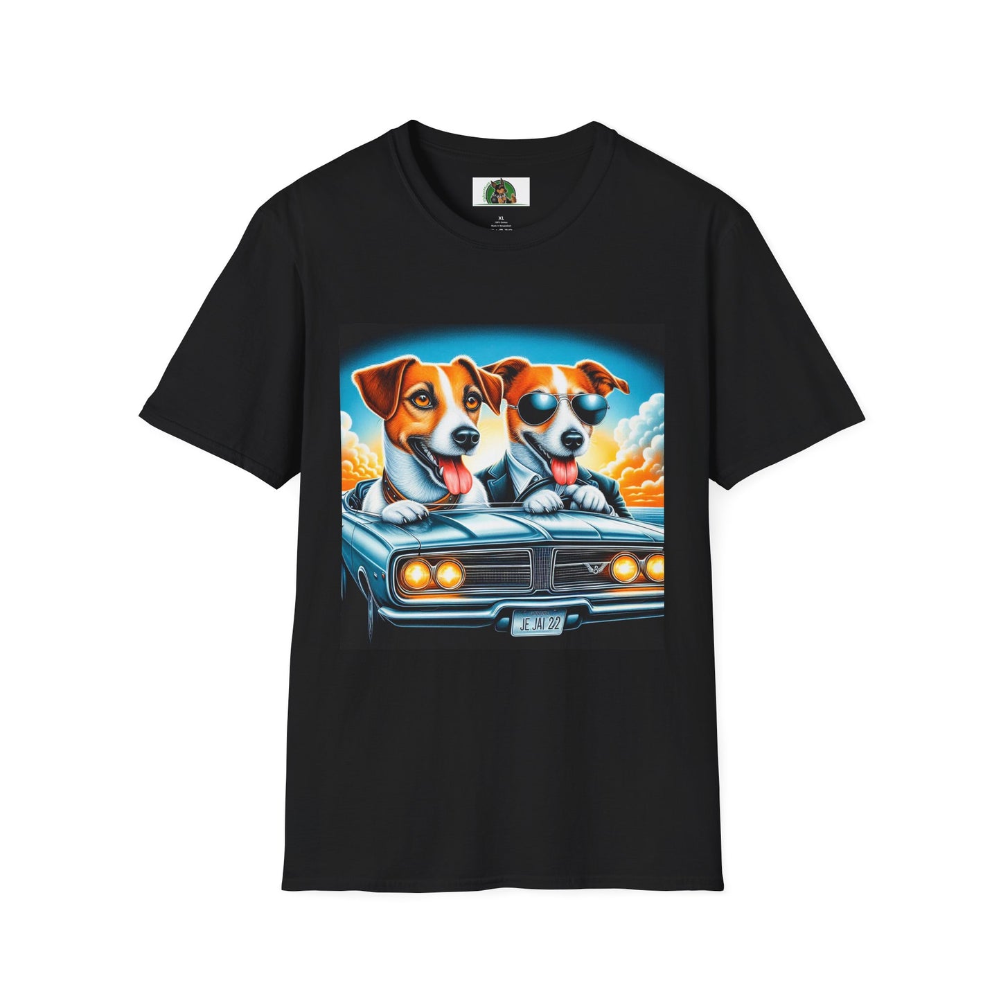 Wacky Jack Russell Father And Son Driving T-Shirt Printify S Black