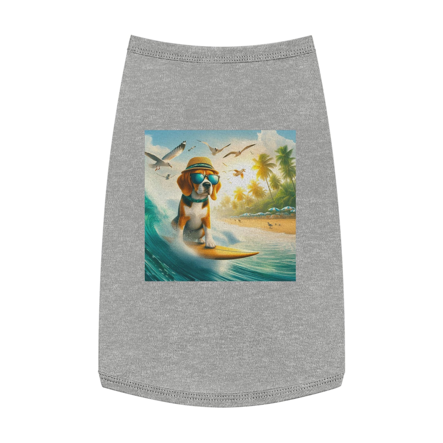 Pet Tank Top Beagle Surfer Dog Pets Printify L Heather