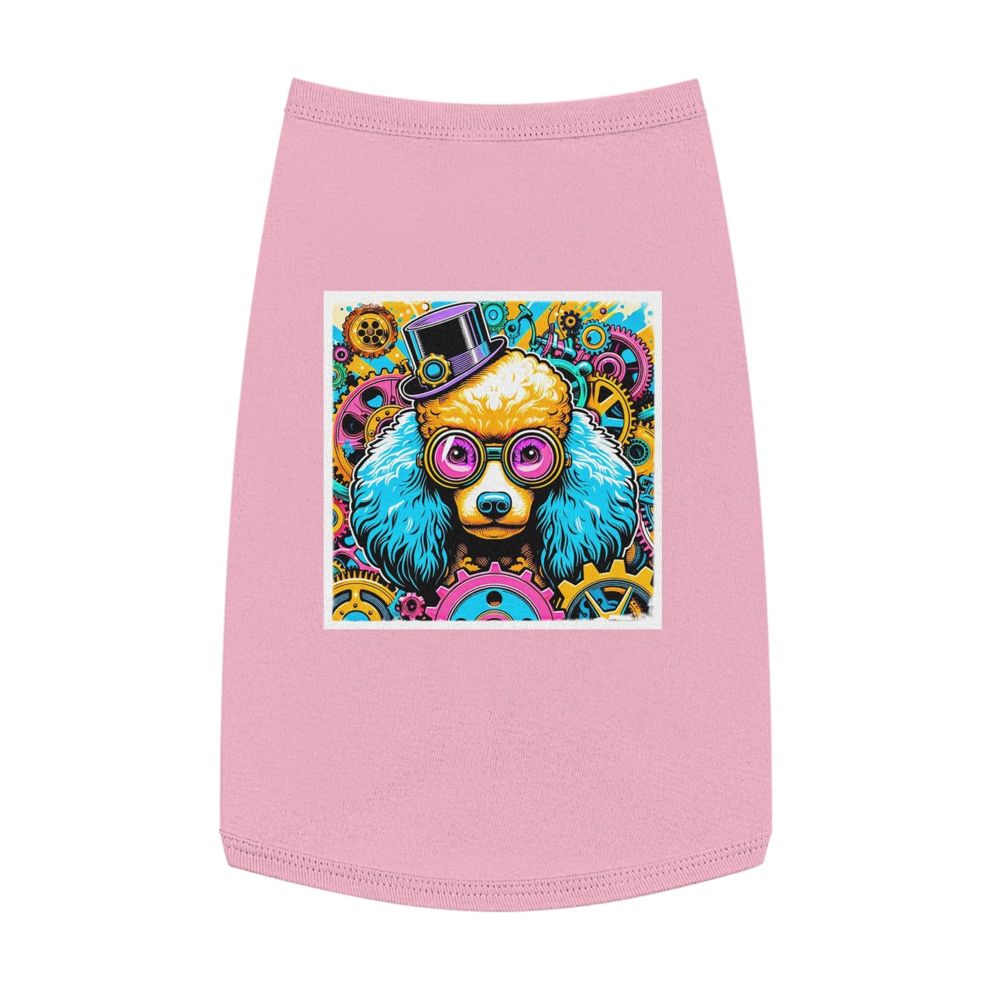Pet Tank Top Poodle pink and blue steam punk Pets Printify L Pink