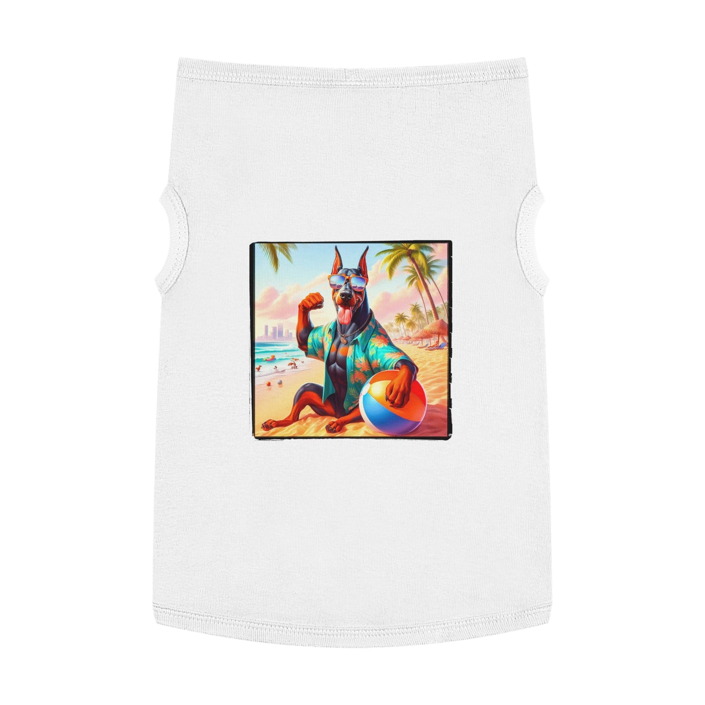 Pet Tank Top Doberman fun in the sun t shirt Pets Printify XL White