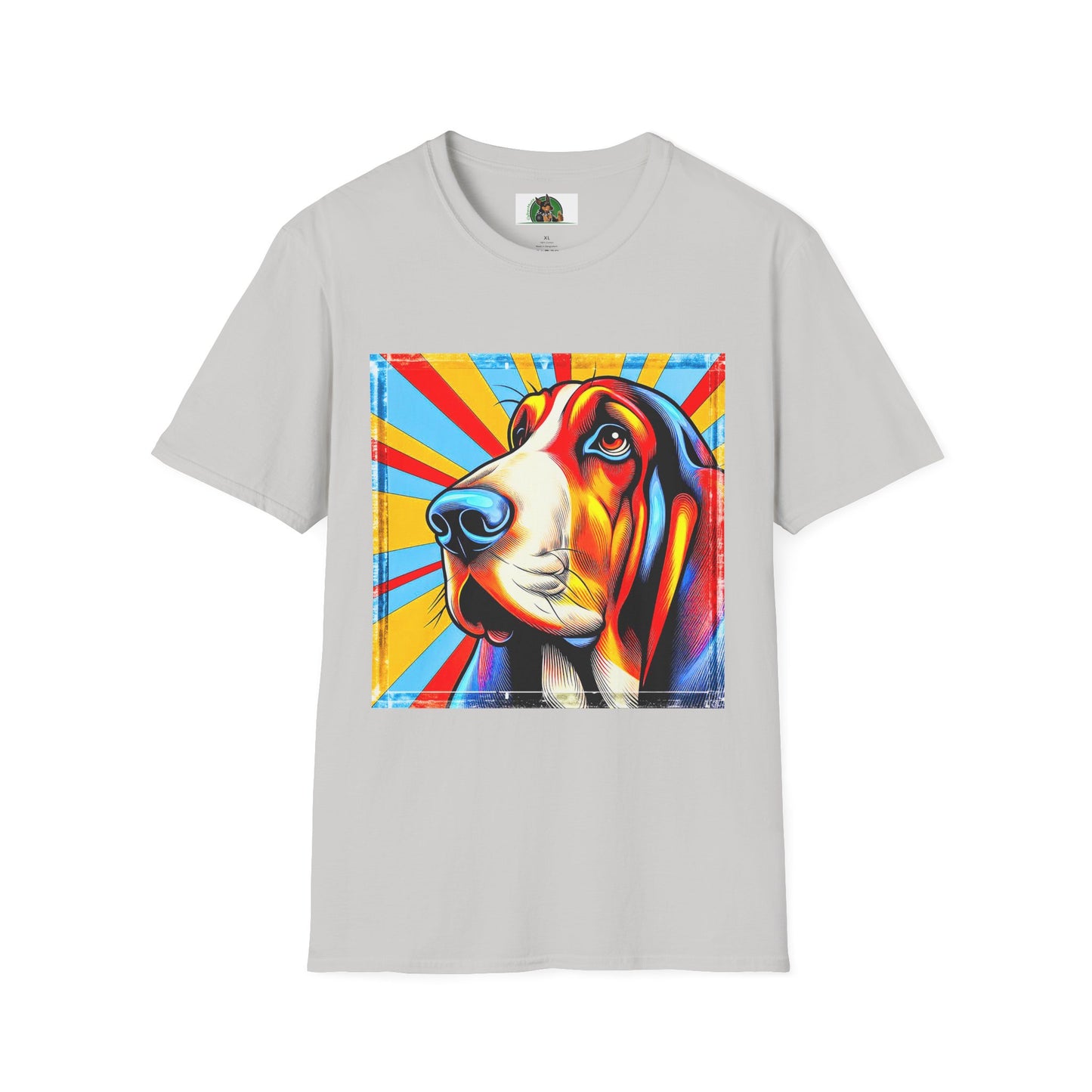 Basset Hound Bright Pop Art Pic T-Shirt Printify S Ice Grey