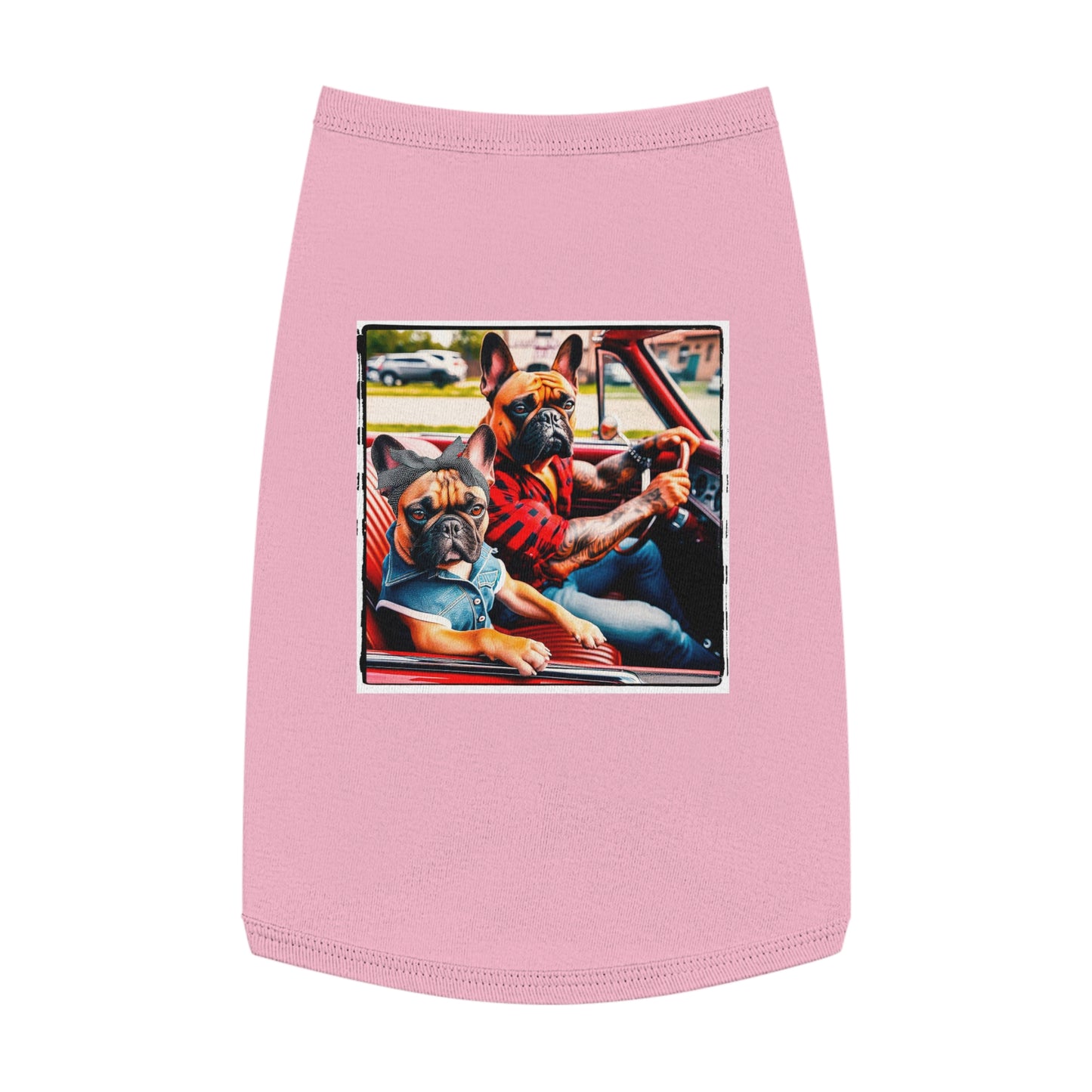 Pet Tank Top French Bulldog family driving t shirt Pets Printify L Pink