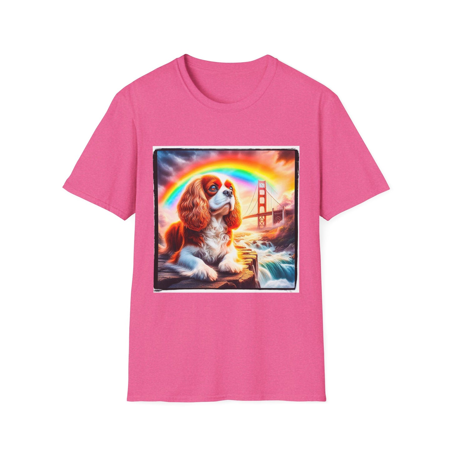 Cavalier King Charles Spaniel Rainbow Bridge TShirt T-Shirt Printify S Heather Heliconia