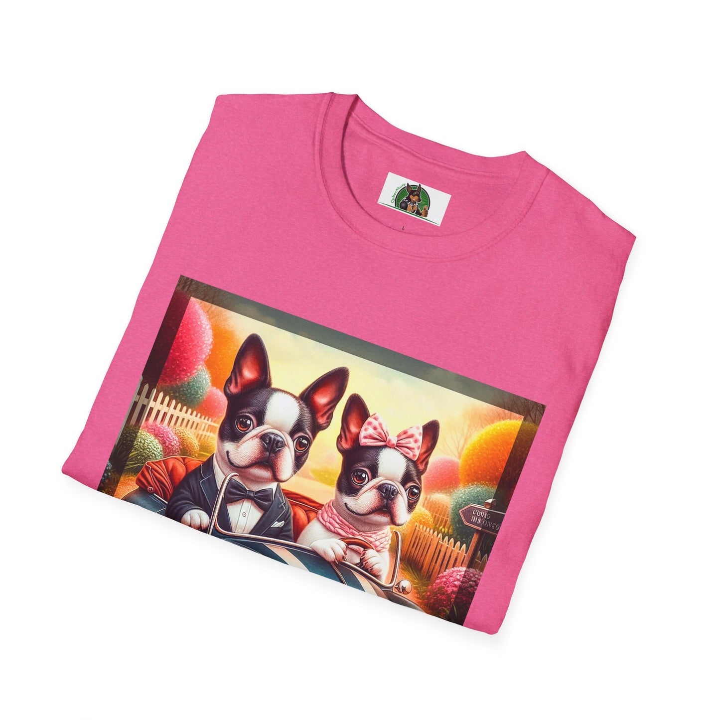 Wacky Boston Terrier Cute Dogs In Tiny Car Shirt T-Shirt Printify