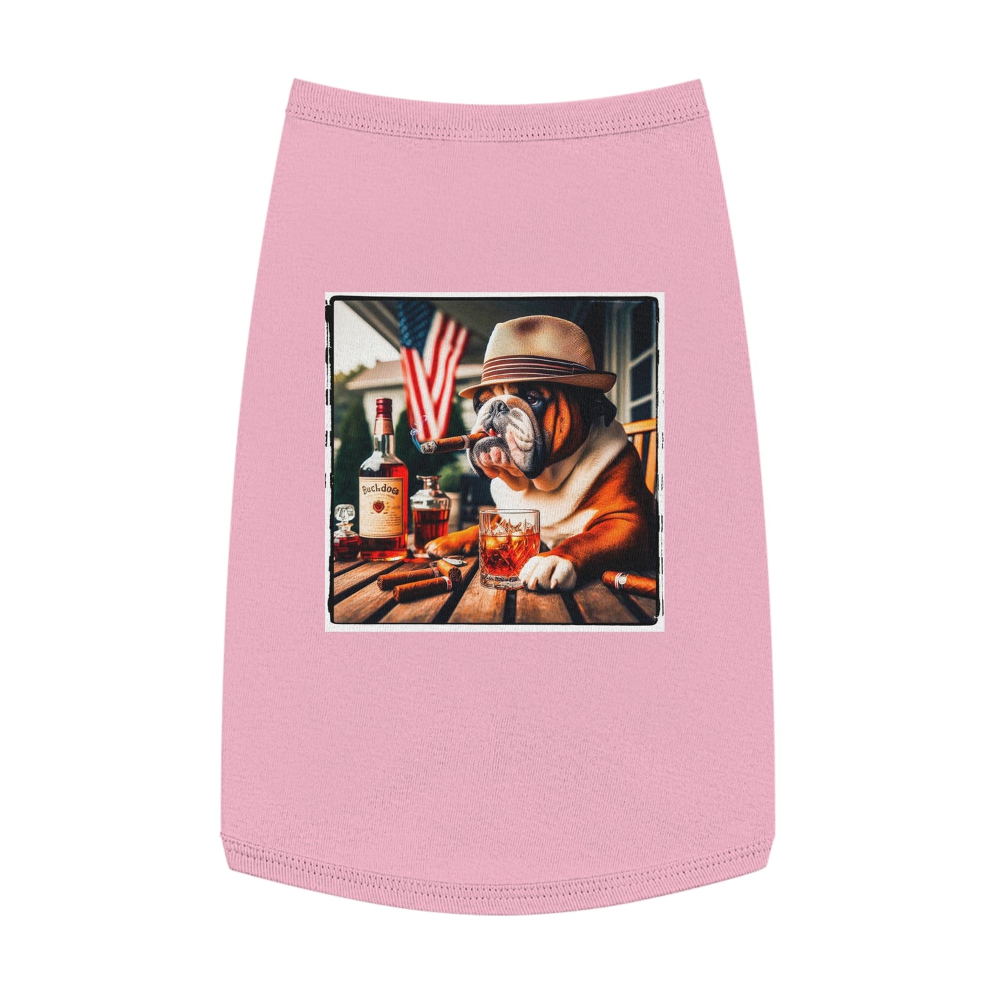 Pet Tank Top Bulldog cigar chilling t shirt Pets Printify L Pink