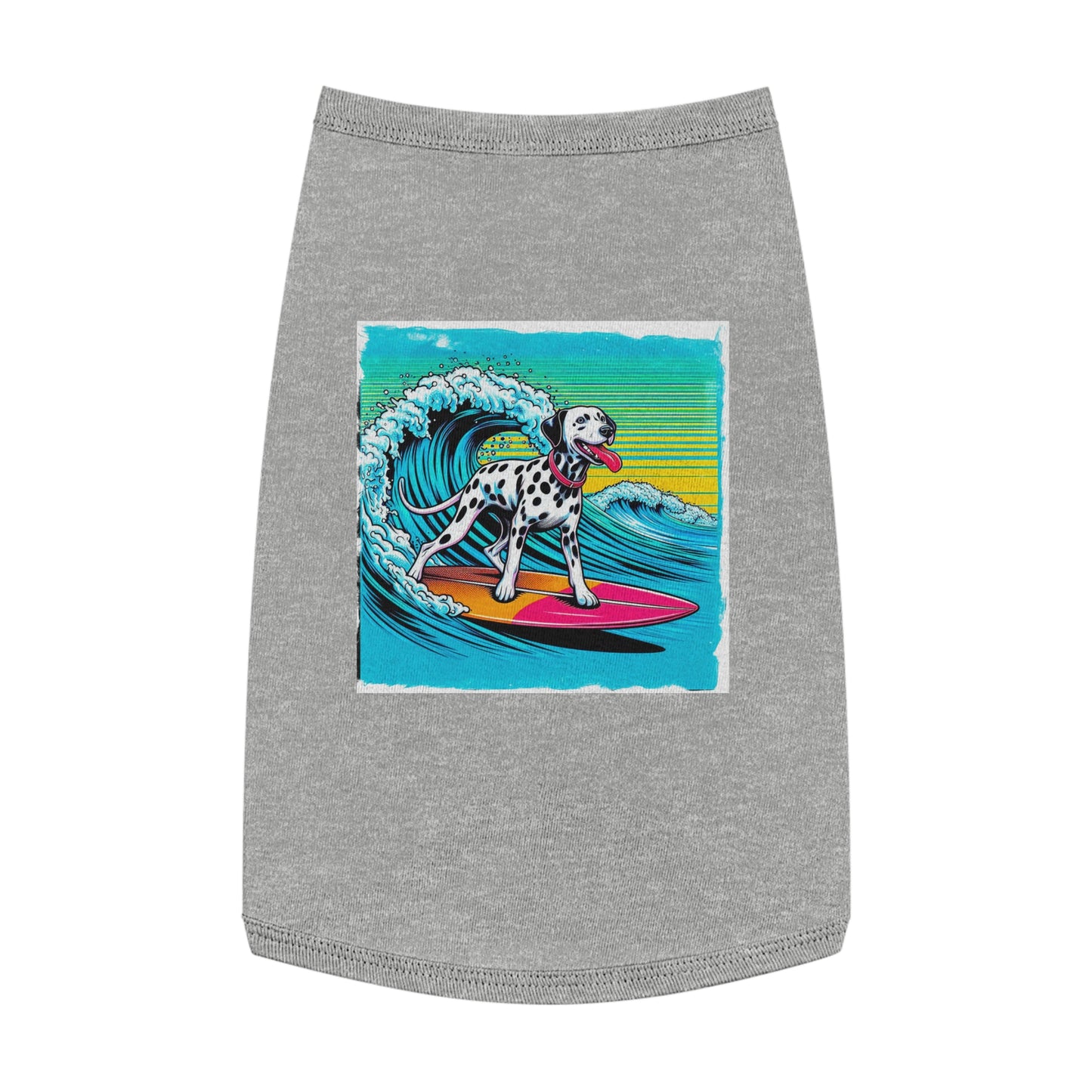 Pet Tank Top Dalmatian colorful waves t shirt Pets Printify L Heather