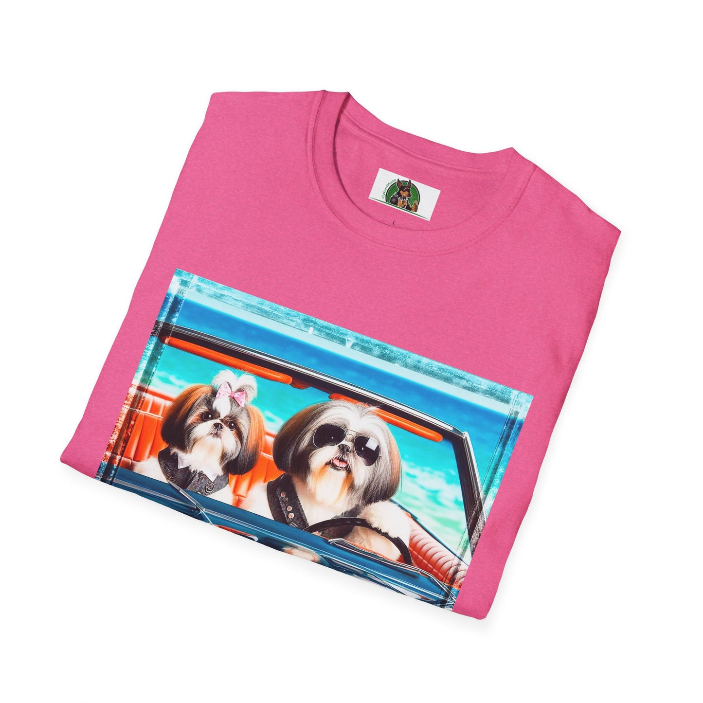 Wacky Shih Tzu couple driving