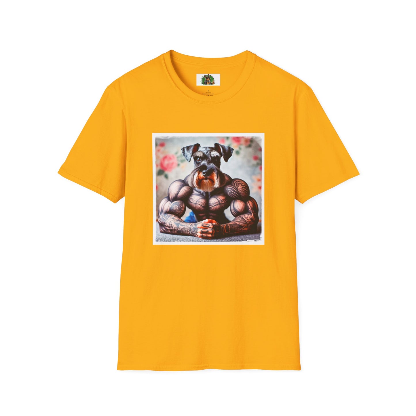 Miniature Schnauzer arm day shirt T-Shirt Printify S Gold