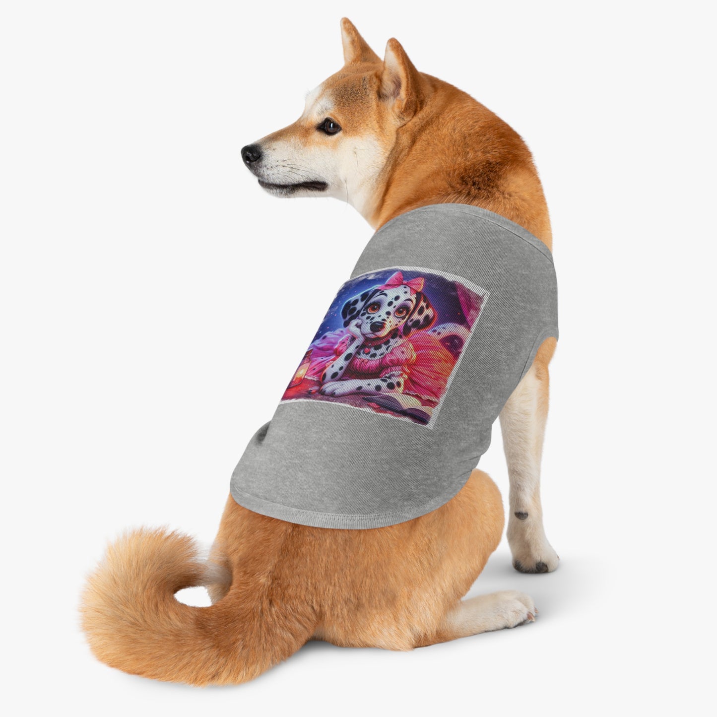 Pet Tank Top Dalmatian pretty in pink t shirt Pets Printify