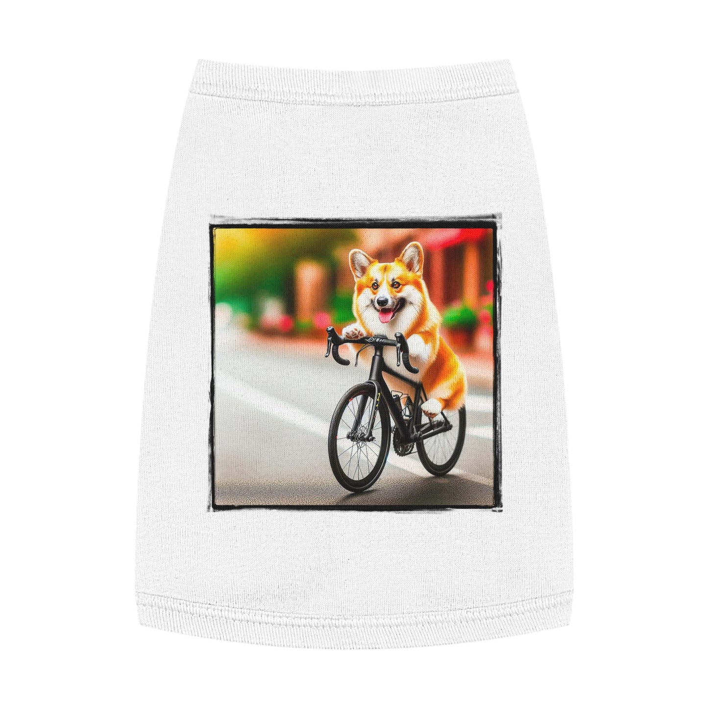 Pet Tank Top Pembroke Welsh Corgi bike riding Pets Printify