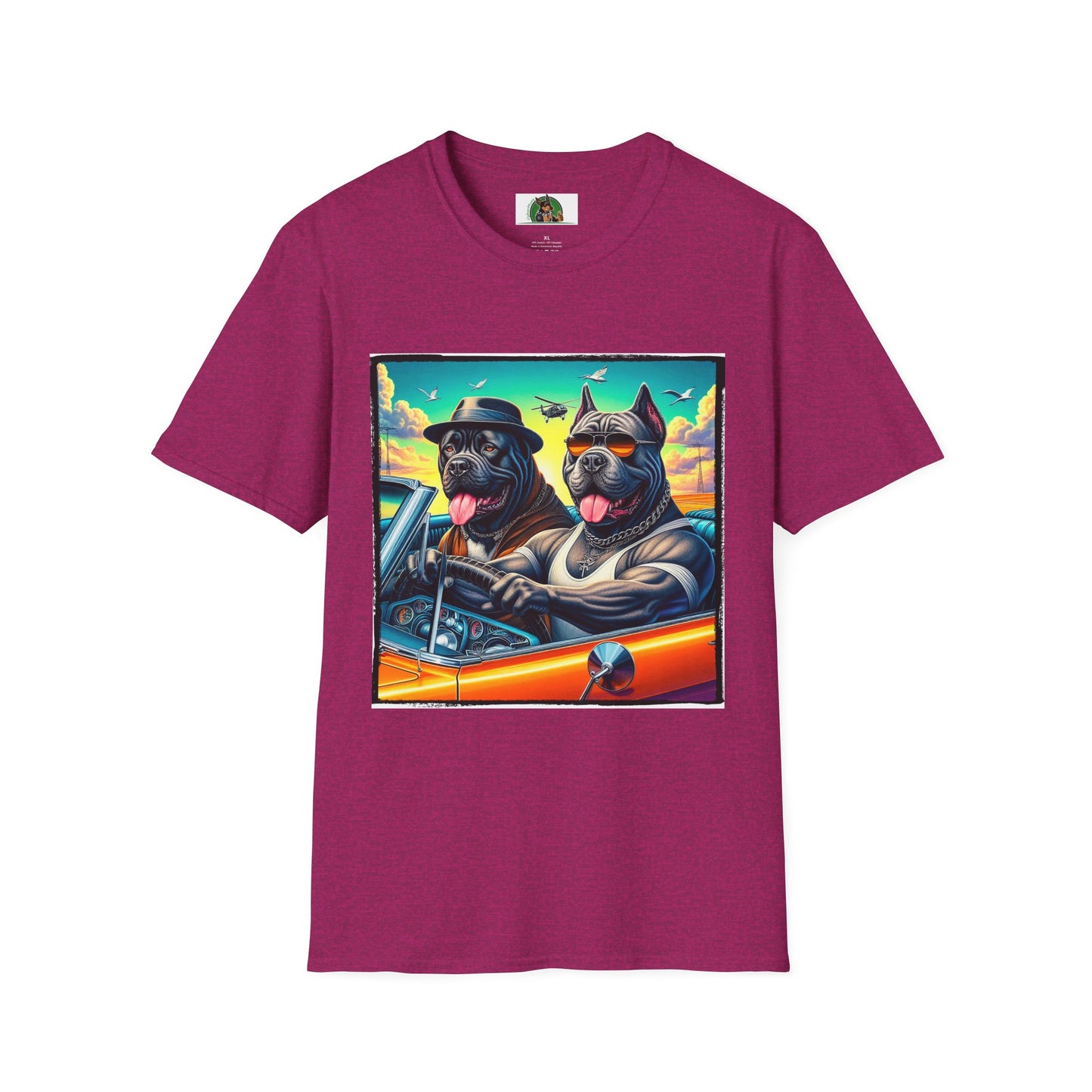 Cane Corso Dogs In Car TShirt T-Shirt Printify S Antique Heliconia