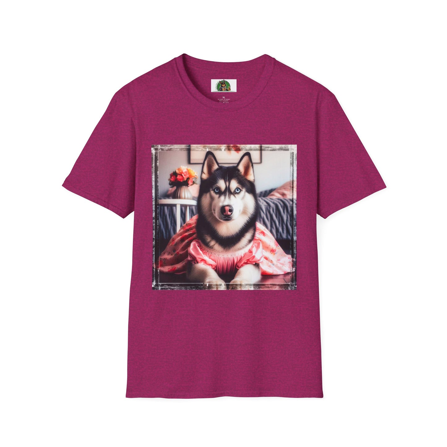 Husky pretty pink dress shirt T-Shirt Printify S Antique Heliconia