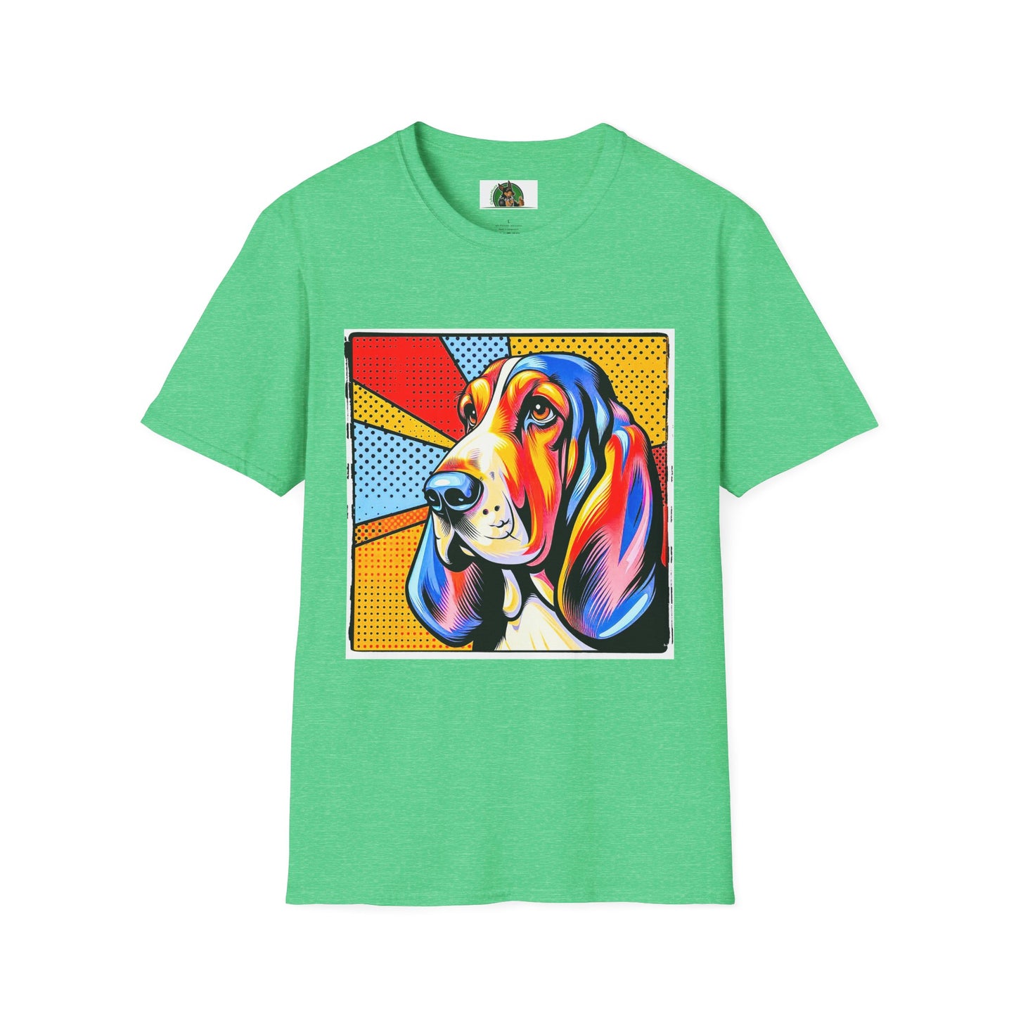 Basset Hound Profile Pop Art Pic T-Shirt Printify S Heather Irish Green
