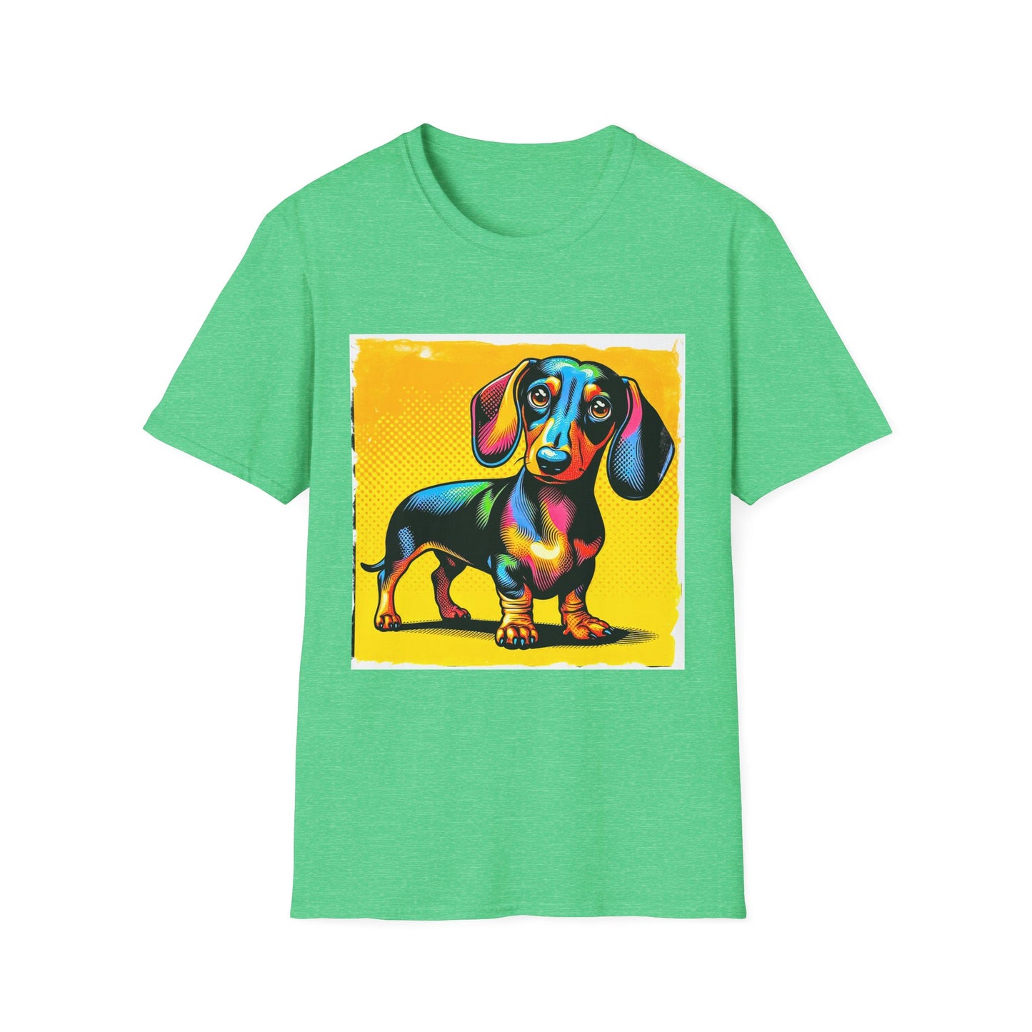 Dachshund pretty in colors t shirt T-Shirt Printify S Heather Irish Green