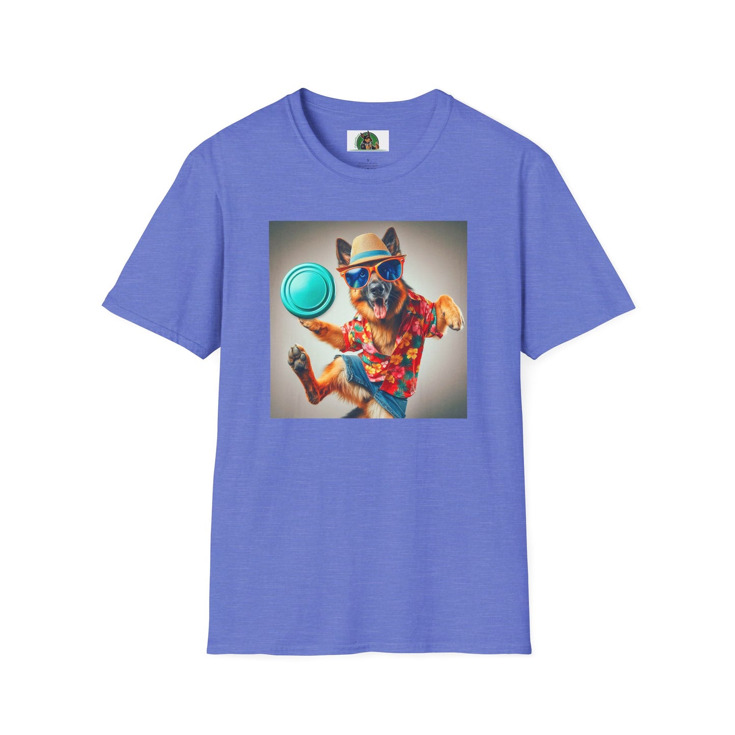 German Shepherd frisbee flying shirt T-Shirt Printify Heather Royal S