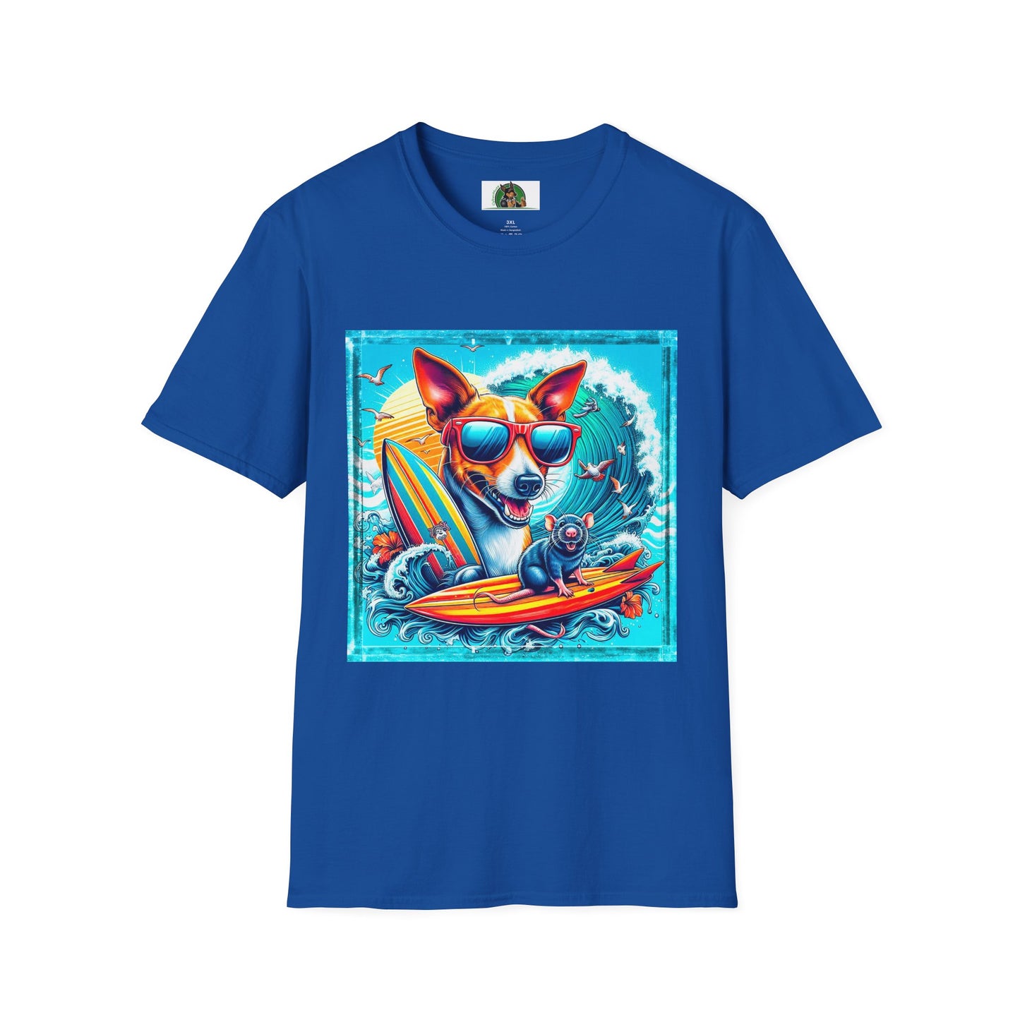 Rat Terrier T-Shirt puppy surfing T-Shirt Printify XS Royal