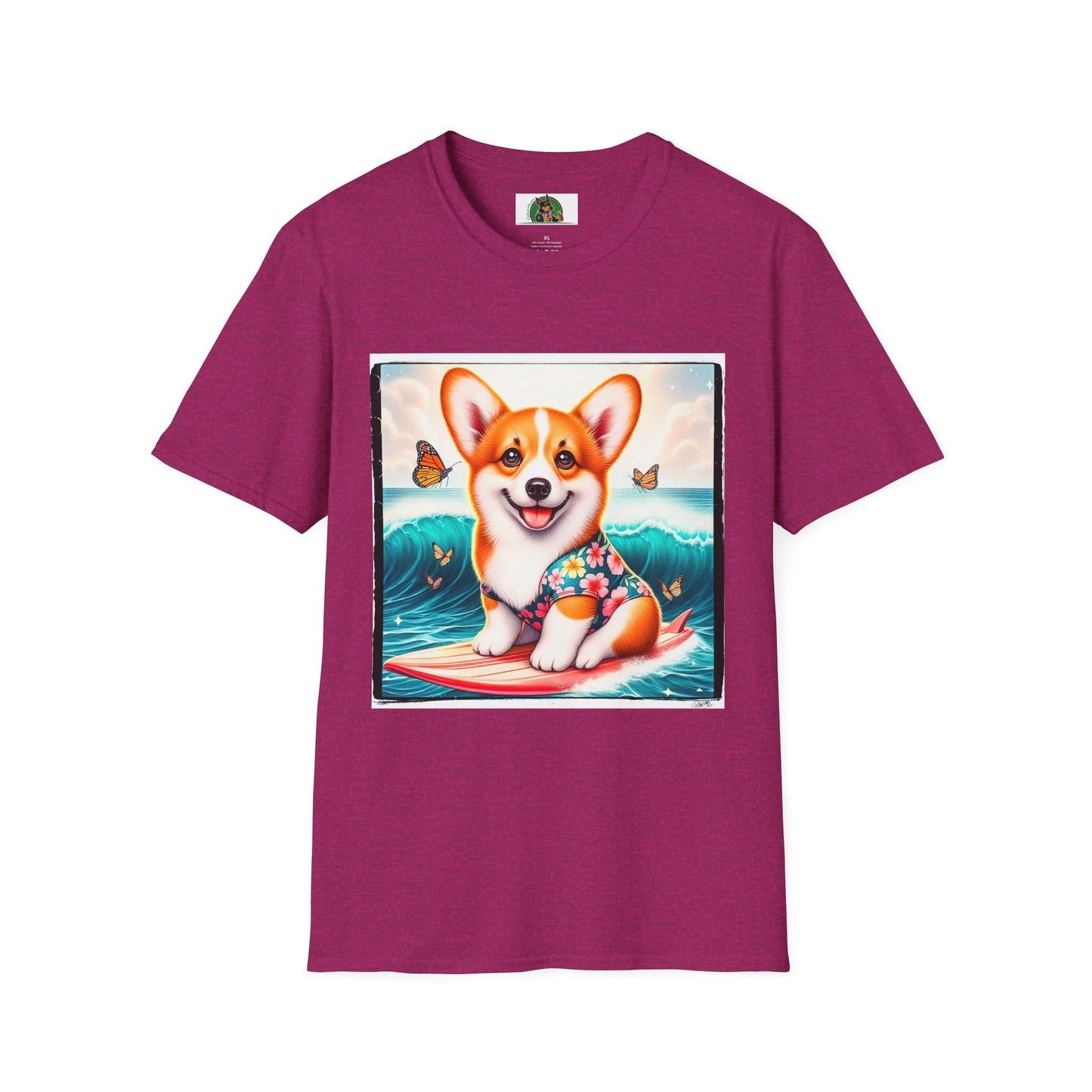 Pembroke Welsh Corgi tiny surfer T-Shirt Printify S Antique Heliconia