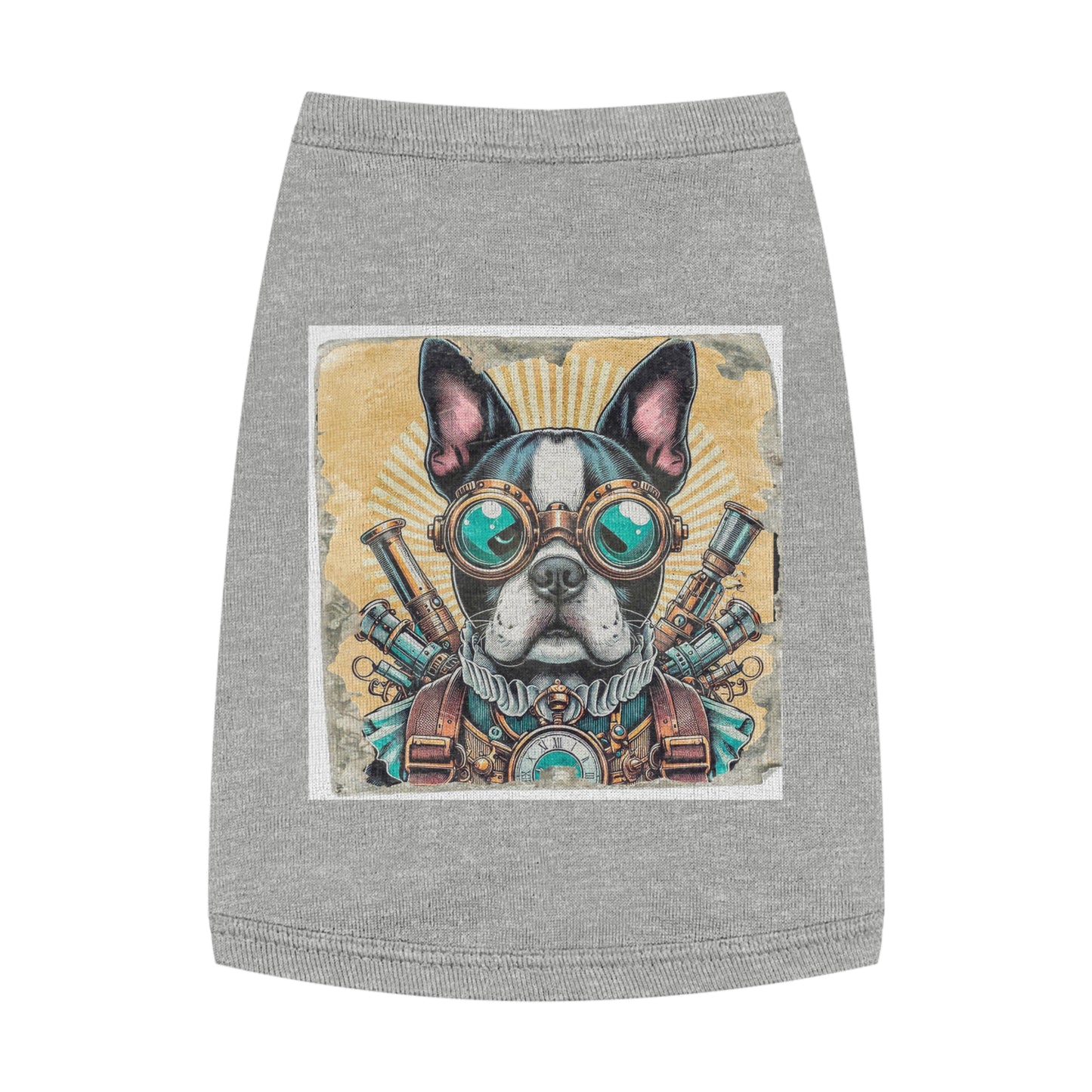 Pet Tank Top Boston Terrier In Steampunk Clothes Pets Printify M Heather