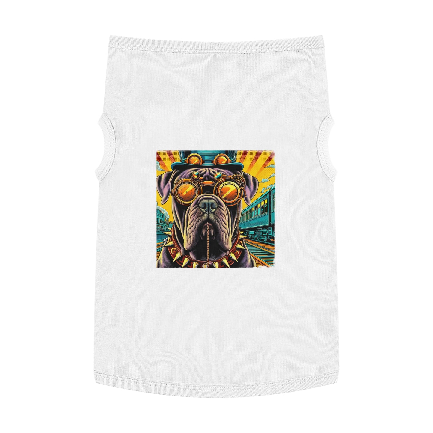 Pet Tank Top Cane Corso Spiked Collar Steampunk Dog Pets Printify XL White