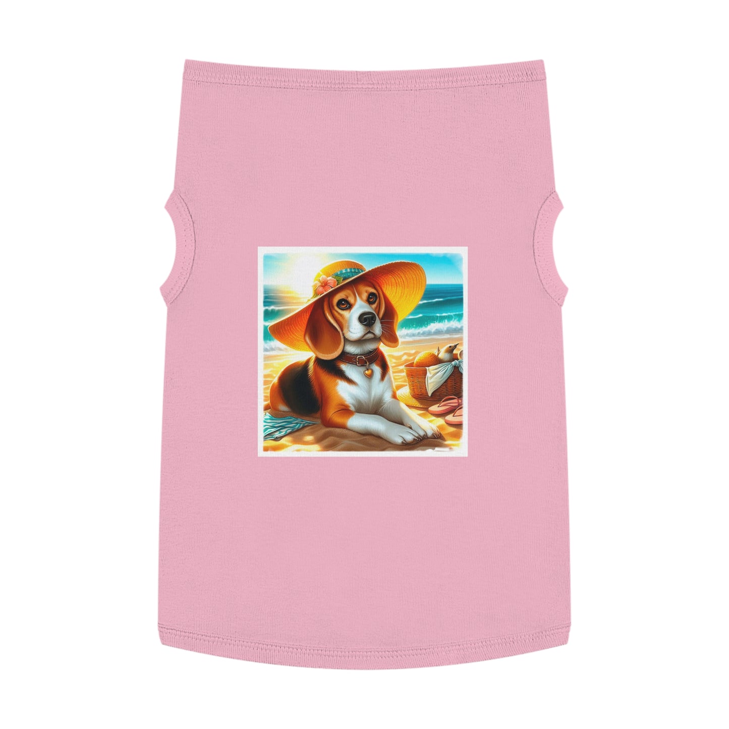 Pet Tank Top Beagle Wearing Sun Hat Pets Printify XL Pink