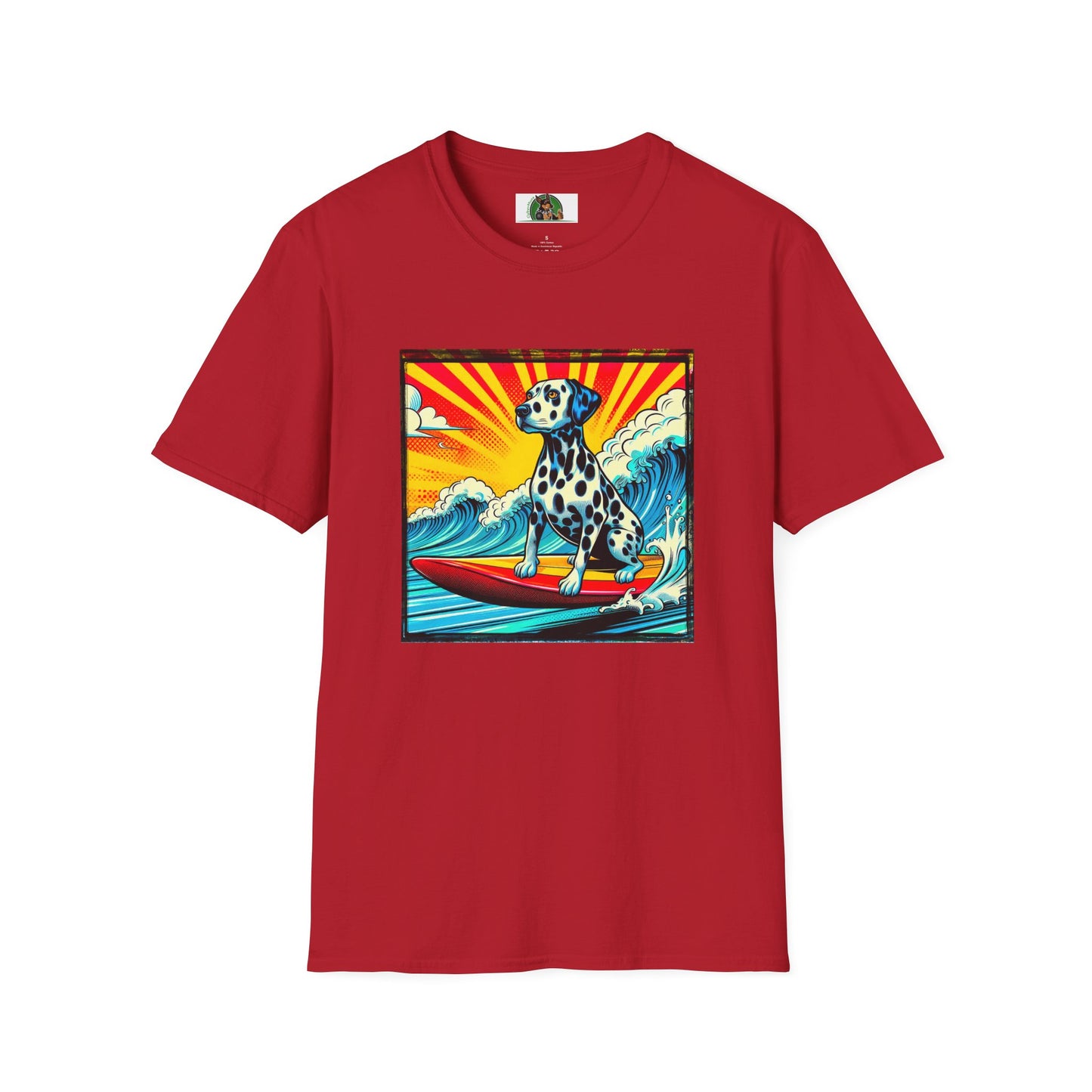 Dalmatian colorful surfing t shirt T-Shirt Printify S Cherry Red