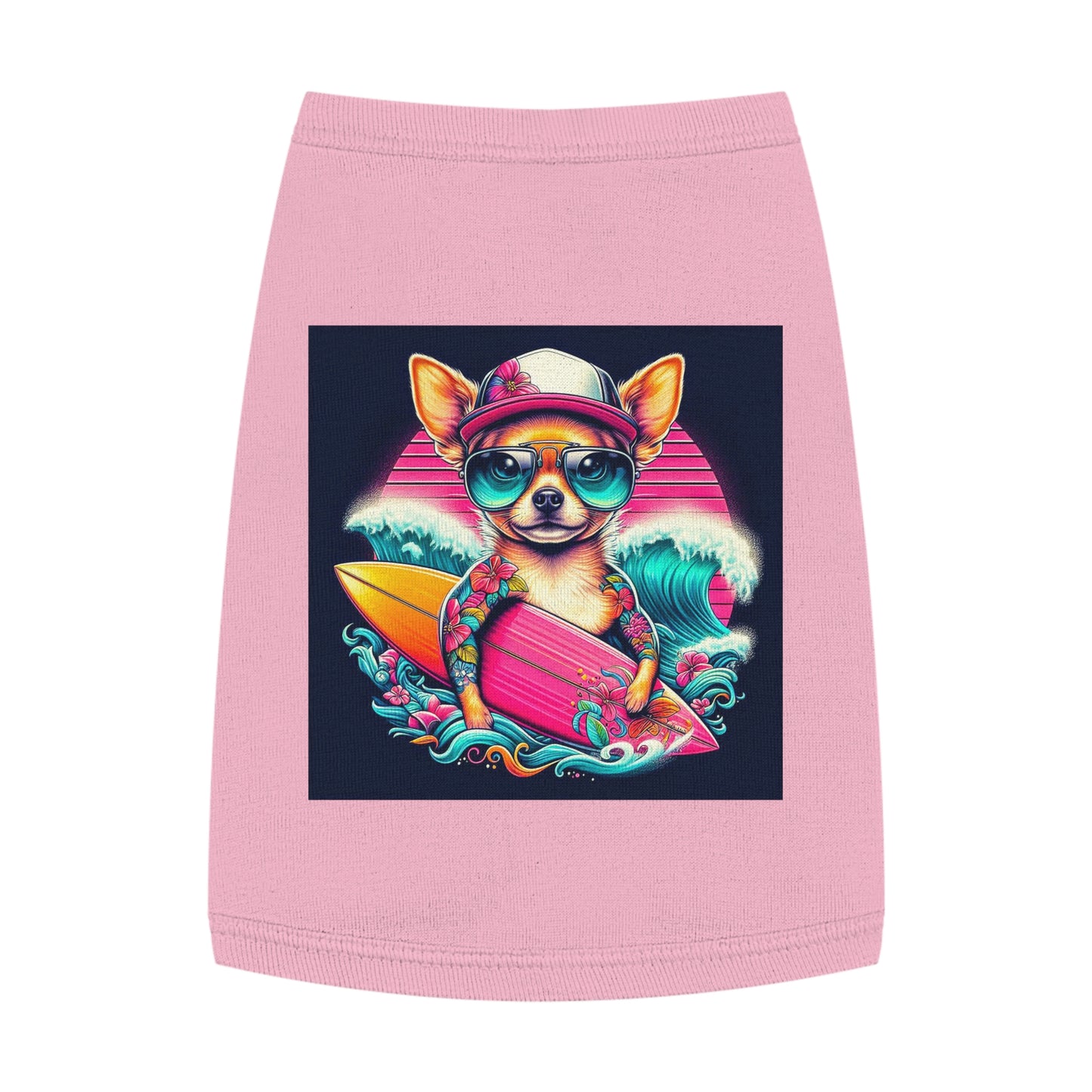Pet Tank Top Chihuahua pink surfboard t shirt Pets Printify M Pink