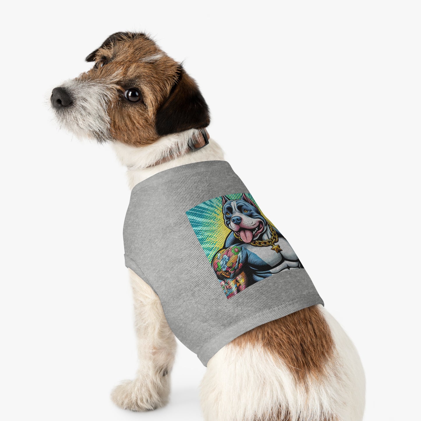 Pet Tank Top Pit Bull huge muscles shirt Pets Printify