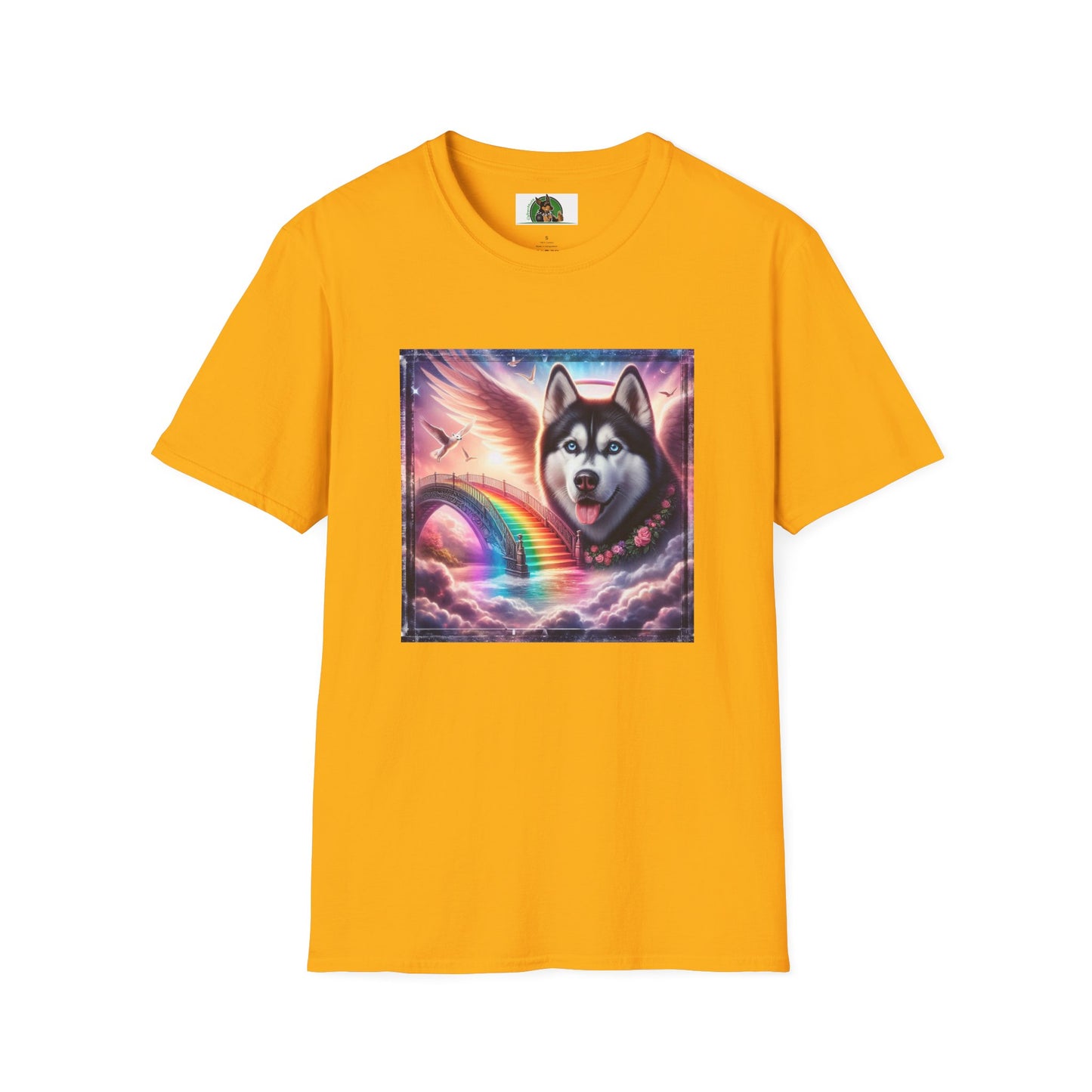 Husky rainbow bridge T-Shirt Printify S Gold