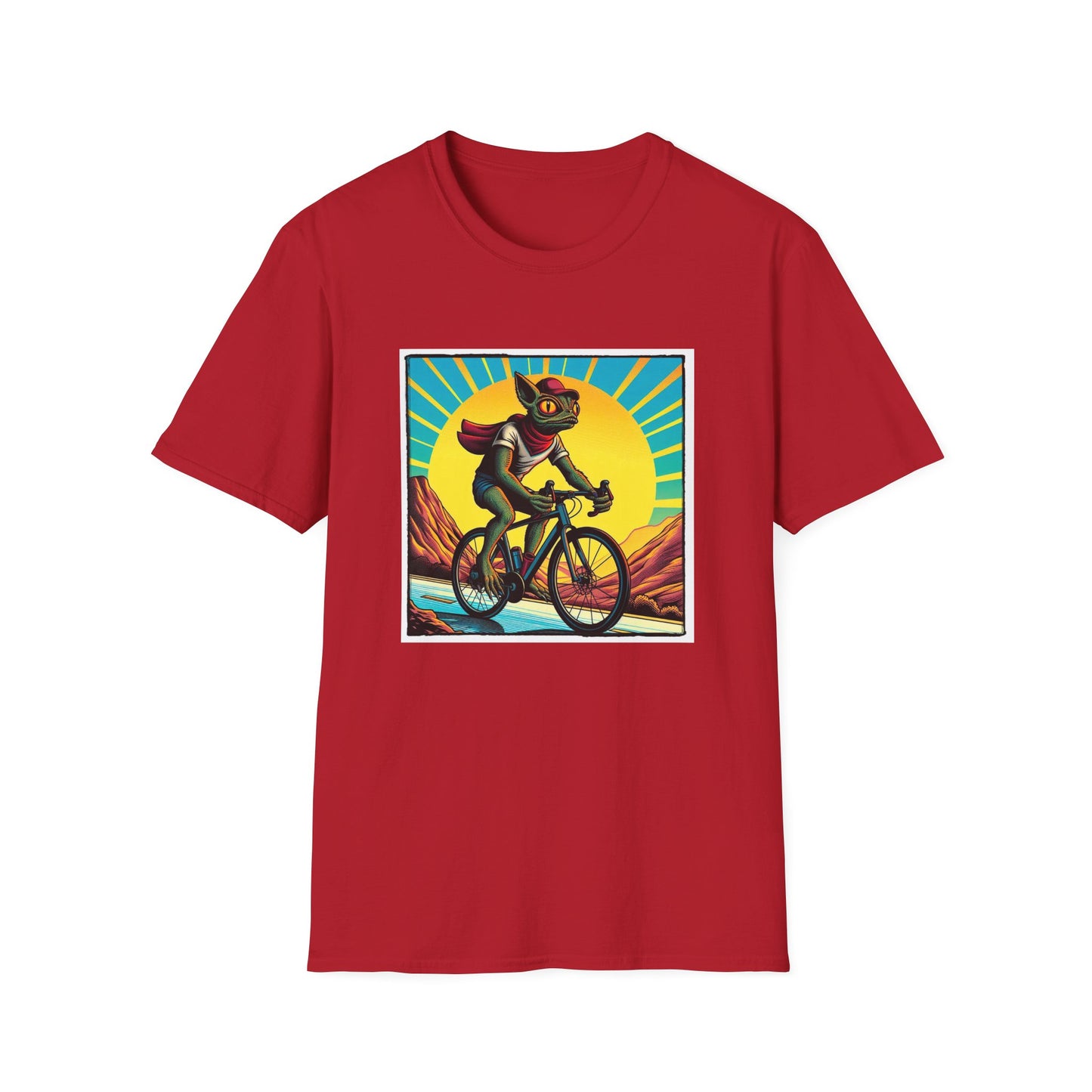 Chupacabra bike riding t shirt T-Shirt Printify S Cherry Red