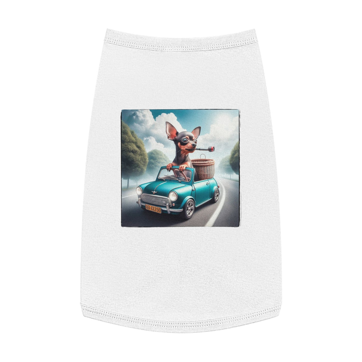 - Min Pin Tank Tops driving and smoking Pets Printify L White