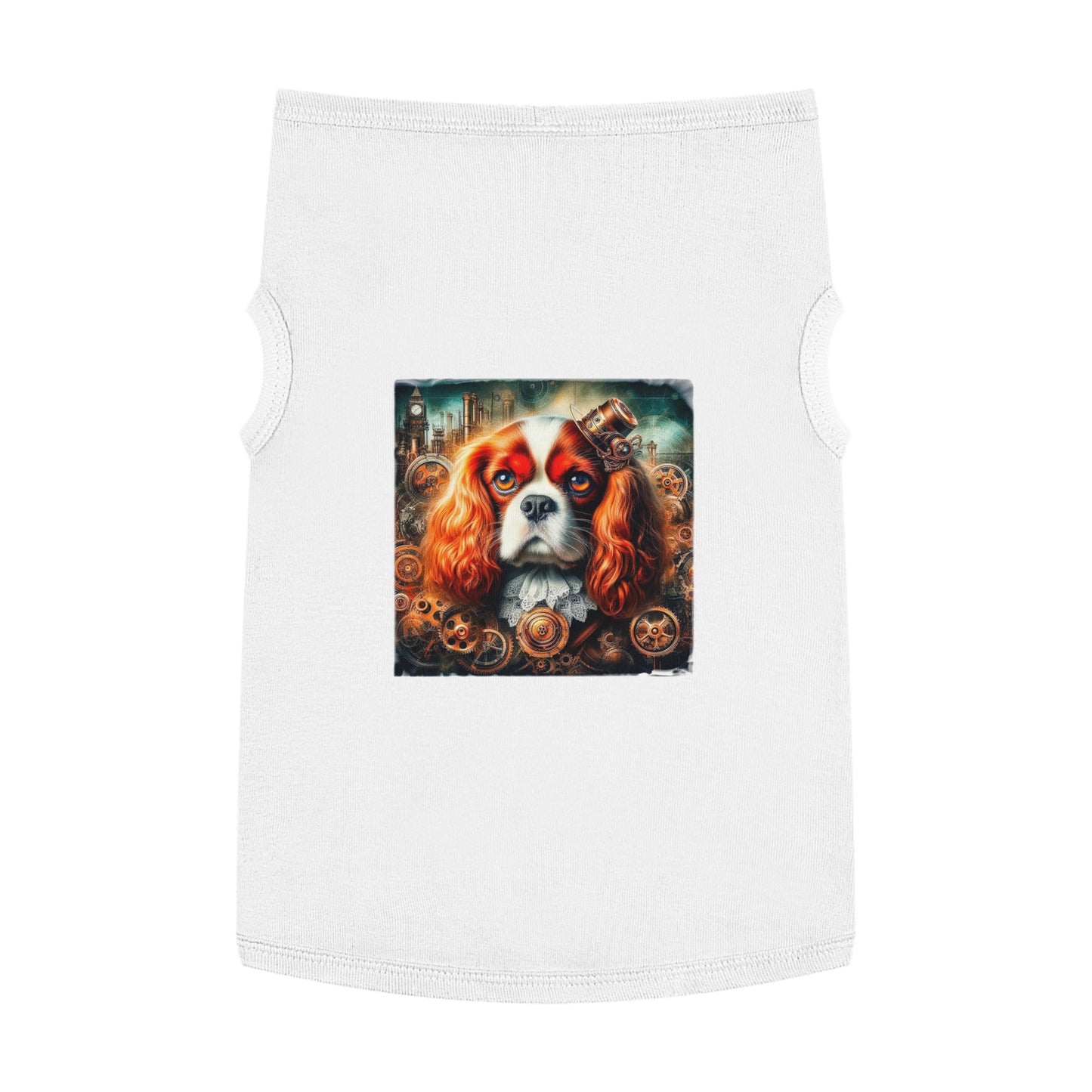 Pet Tank Top Cavalier King Charles Spaniel Steam Punk T Shirt Pets Printify XL White