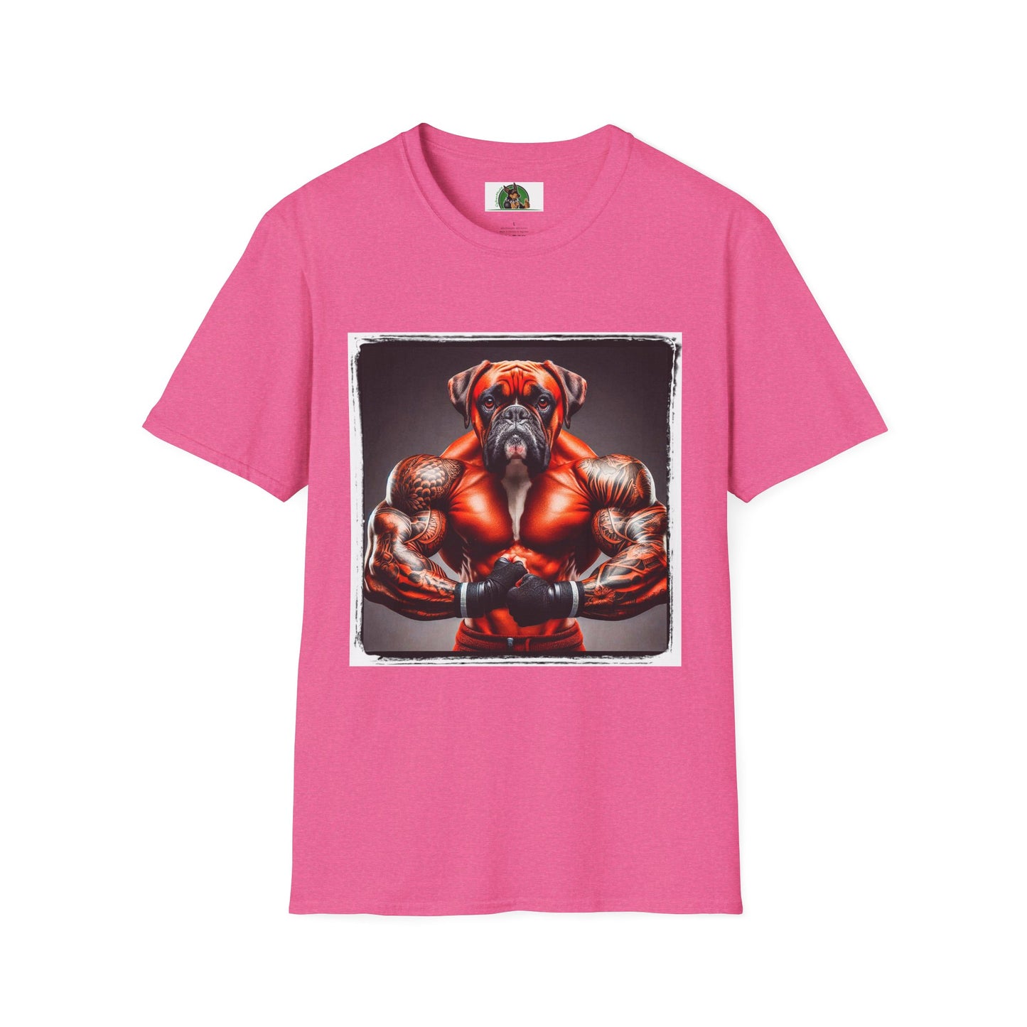 Boxer Muscle Dog Shirt T-Shirt Printify S Heather Heliconia