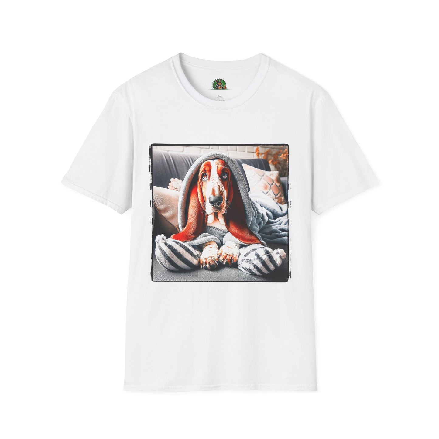 Basset Hound Draped In Blanket T-Shirt Printify XS White