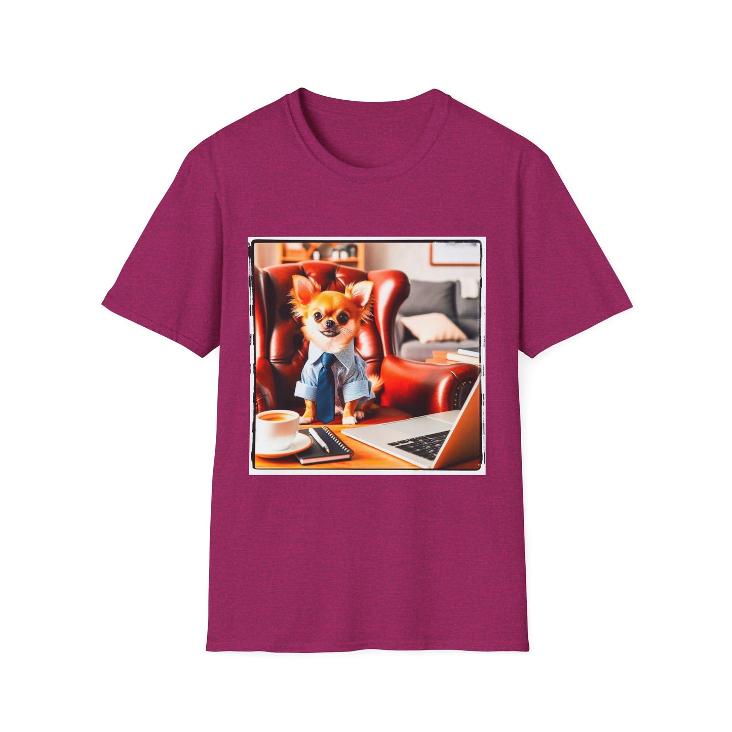 Chihuahua working man t shirt T-Shirt Printify S Antique Heliconia