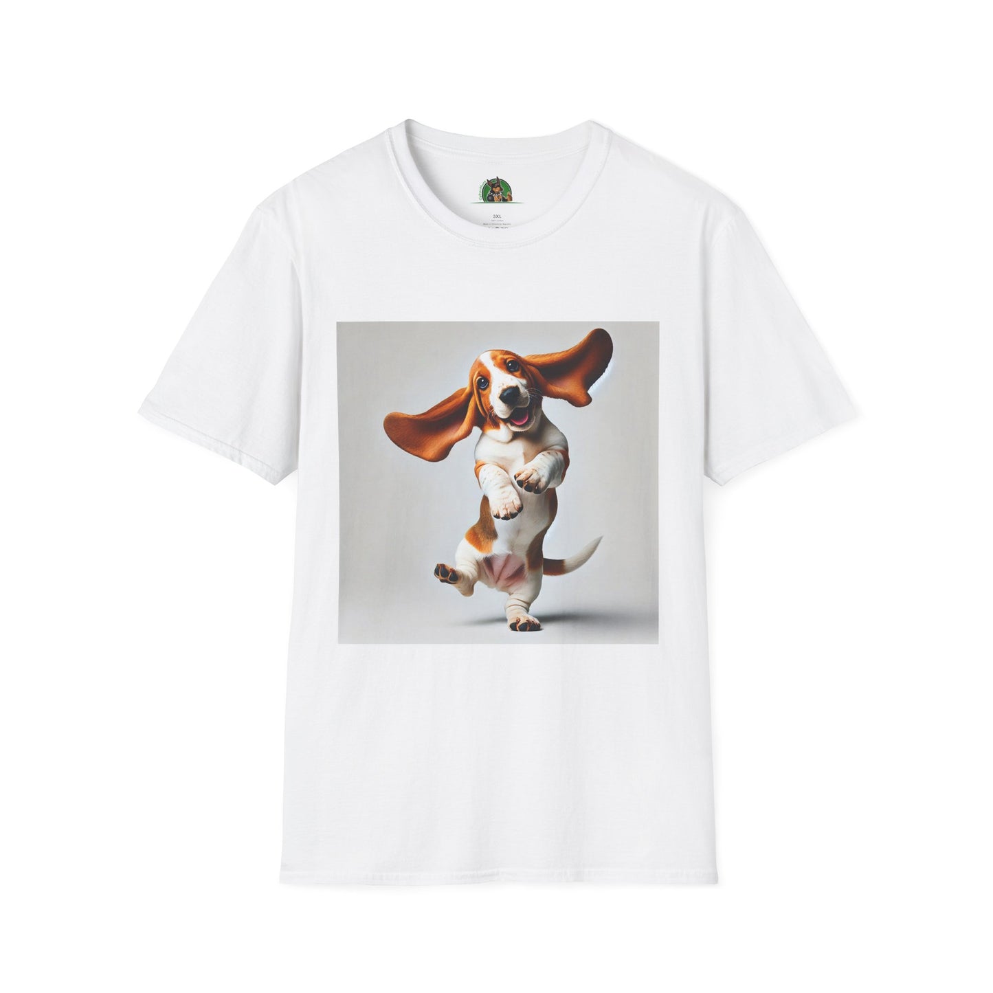 Bassett Hound T-Shirt - Dancing Dog Design T-Shirt Printify XS White
