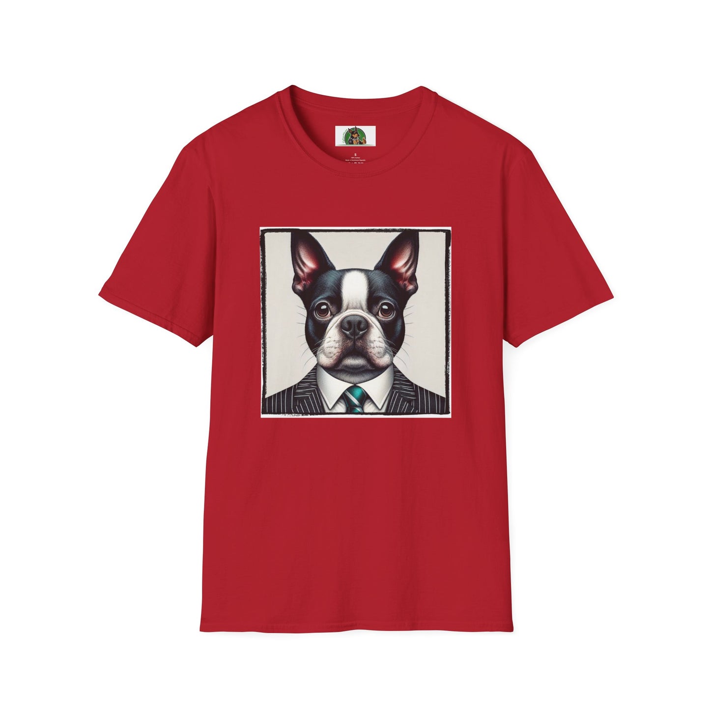 Boston Terrier In Suit Shirt T-Shirt Printify S Cherry Red