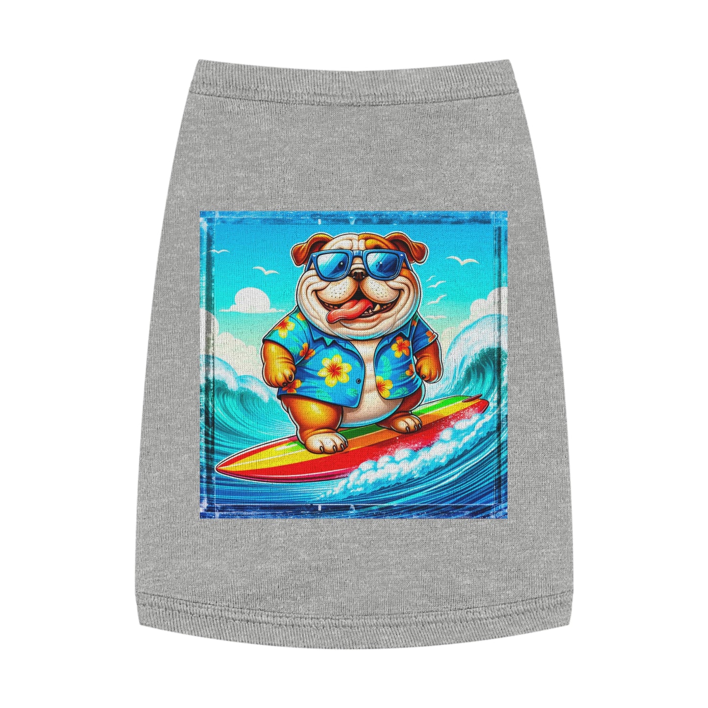 Pet Tank Top Bulldog surfing dog t shirt Pets Printify M Heather