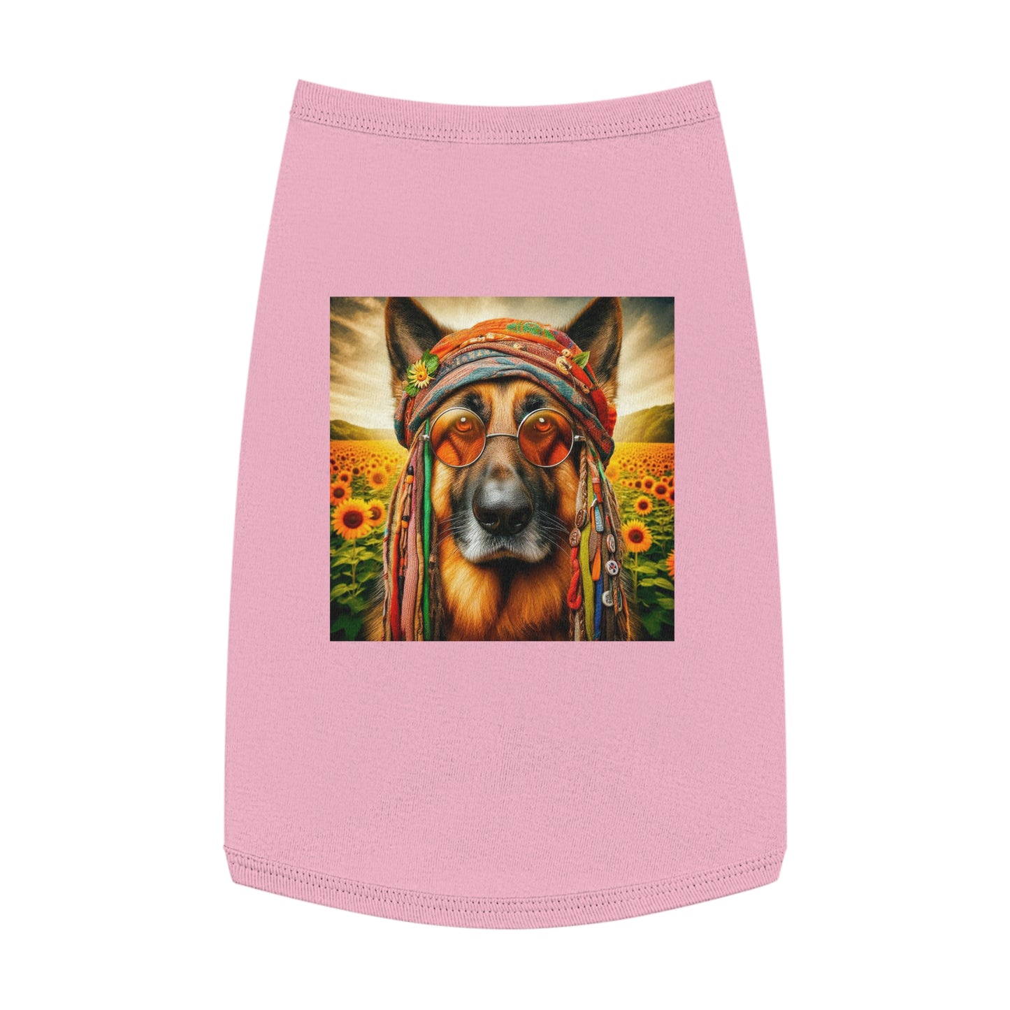 German Shepherd flower hippie Pets Printify L Pink