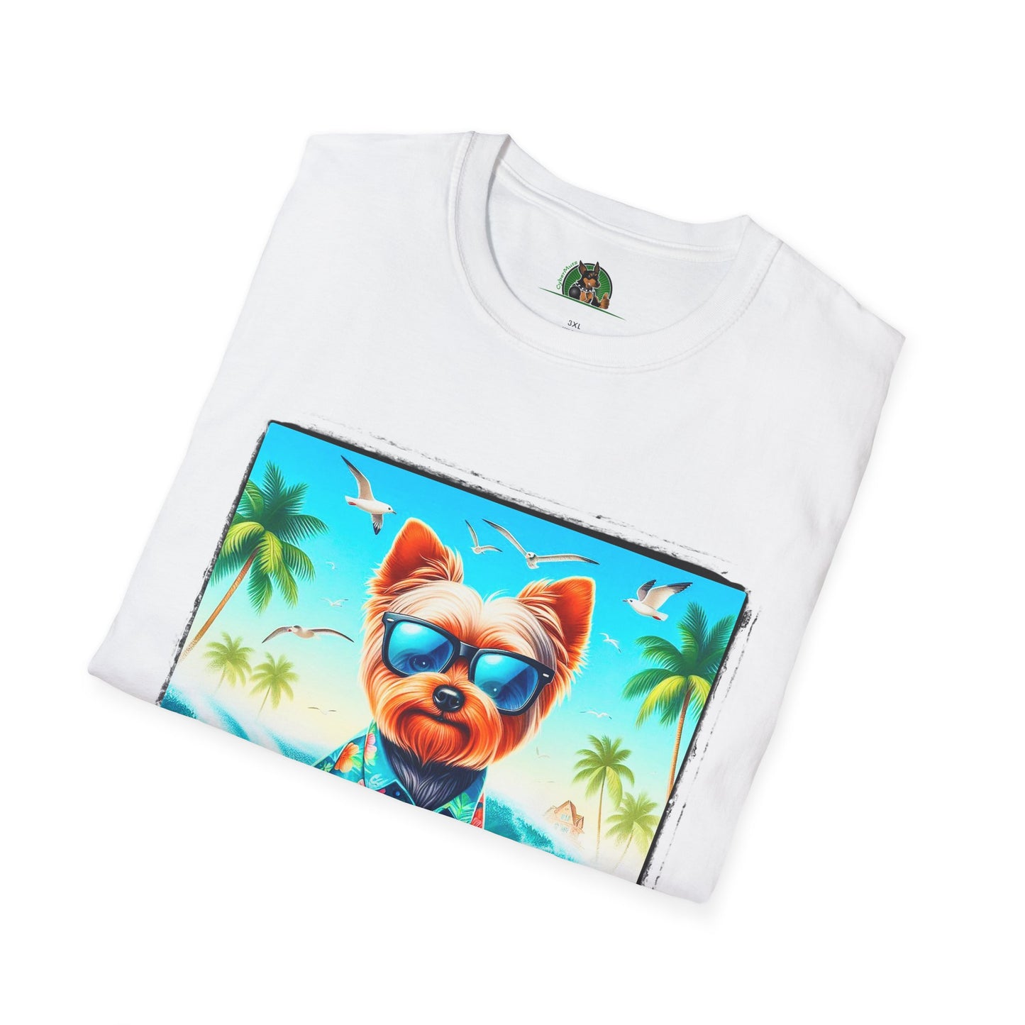 Yorkie blue waves shirt T-Shirt Printify