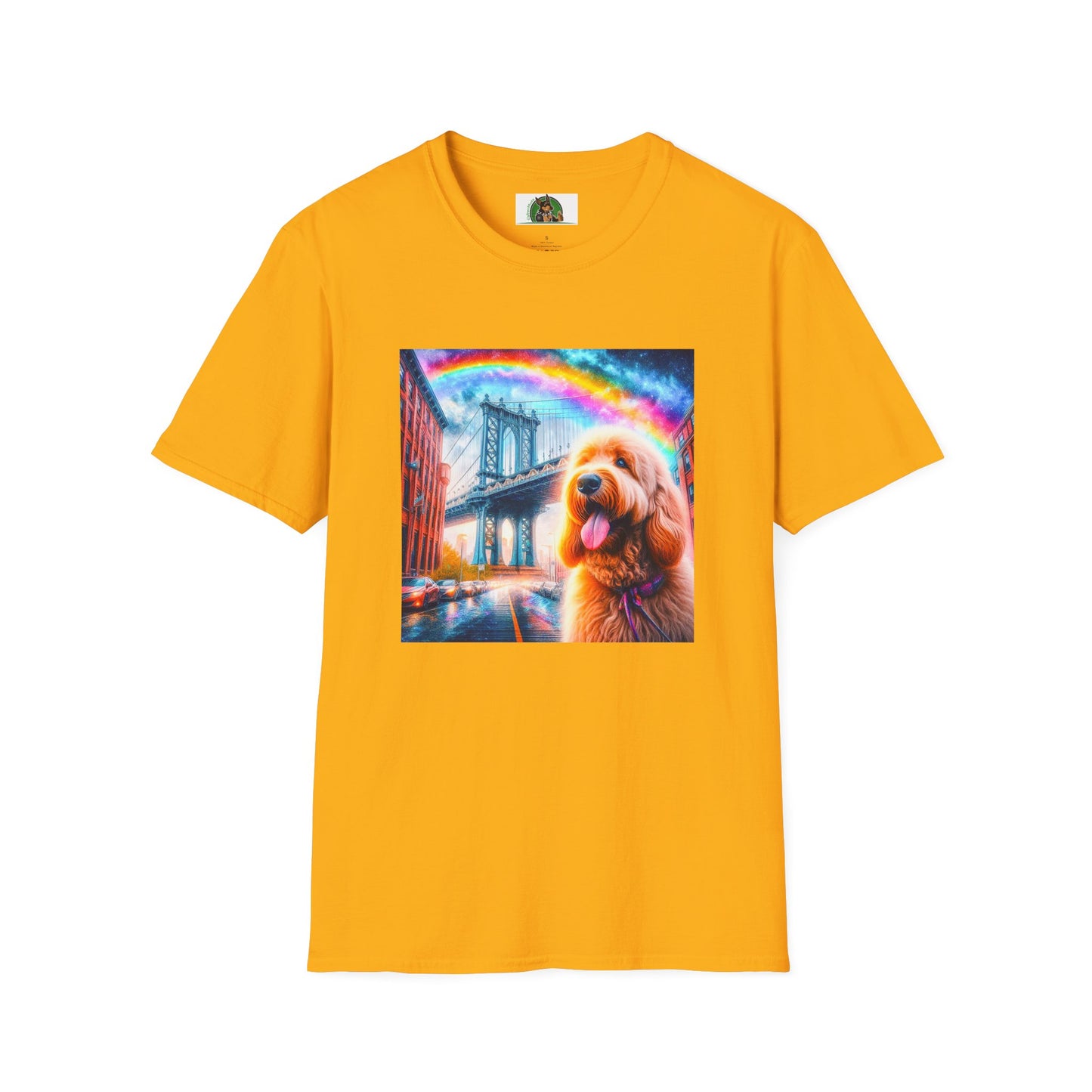 Golden Doodle bridge shirt T-Shirt Printify S Gold