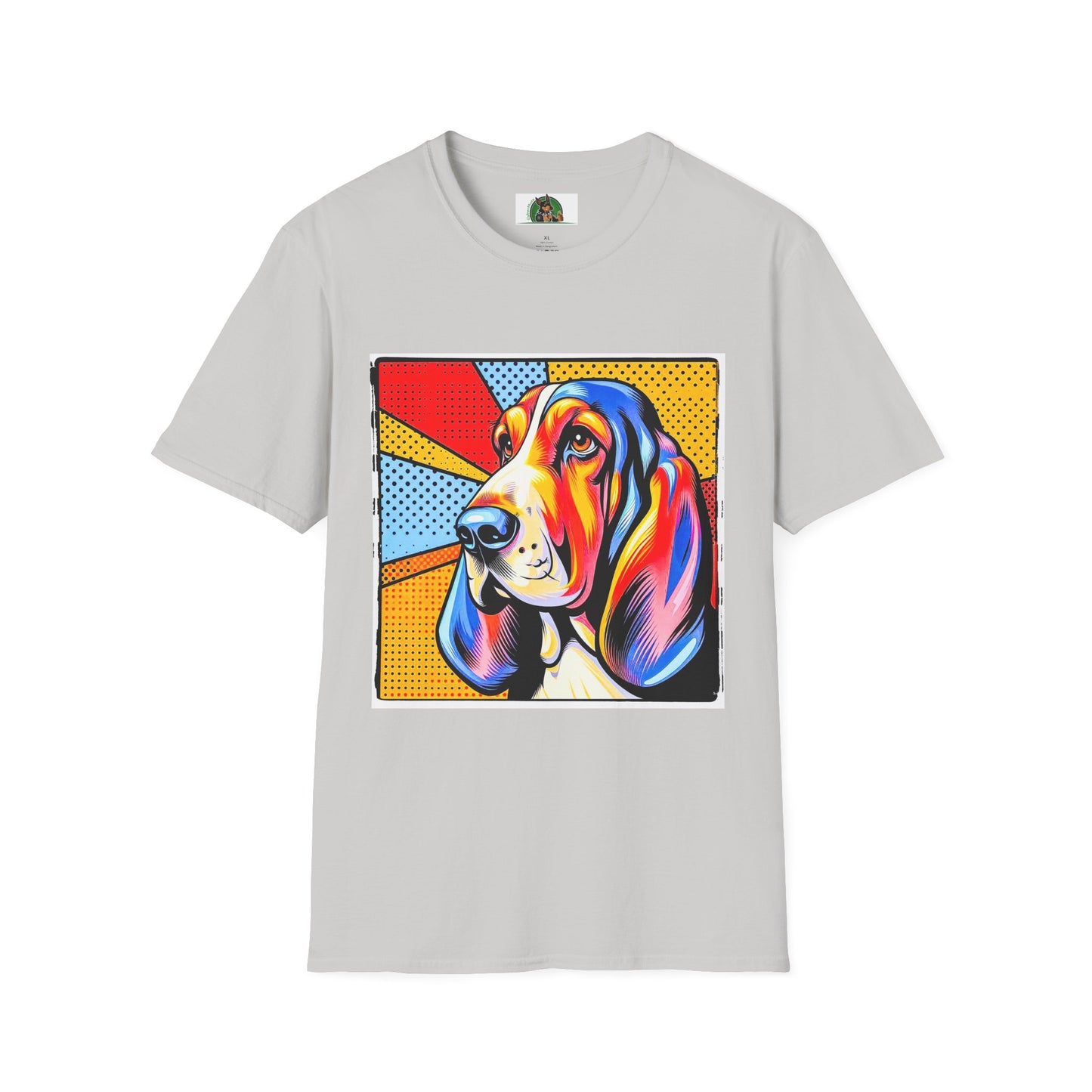 Basset Hound Profile Pop Art Pic T-Shirt Printify S Ice Grey