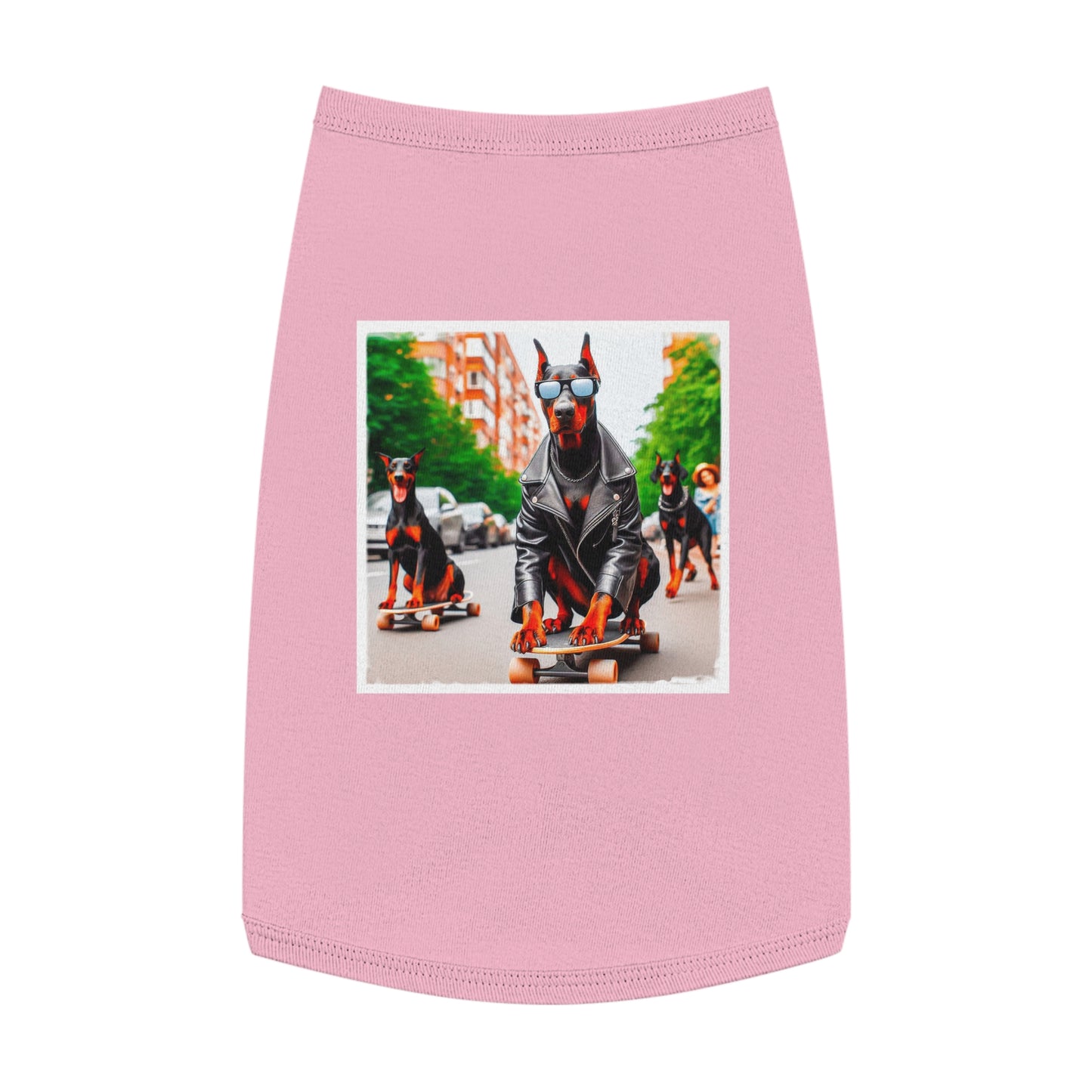 Pet Tank Top Doberman skating fun t shirt Pets Printify L Pink