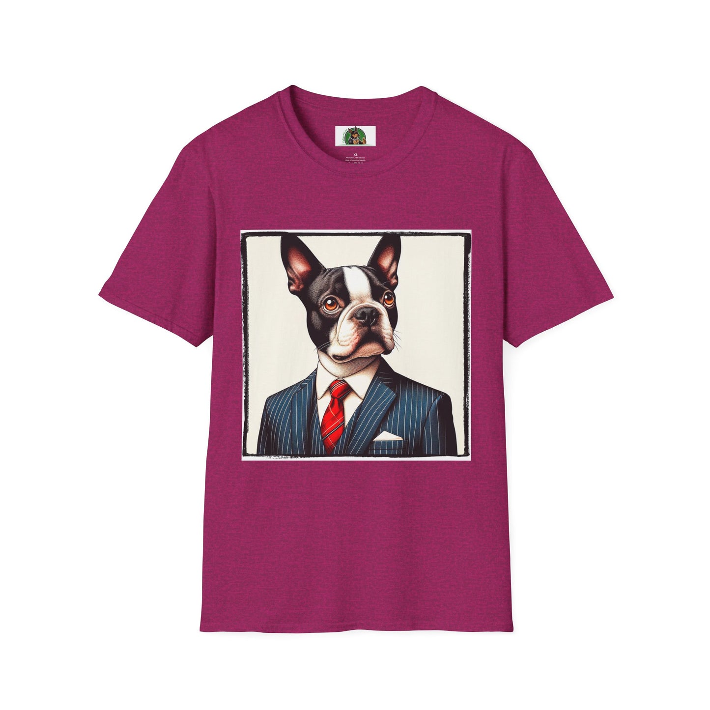 Boston Terrier Dog In Suit T-Shirt Printify S Antique Heliconia