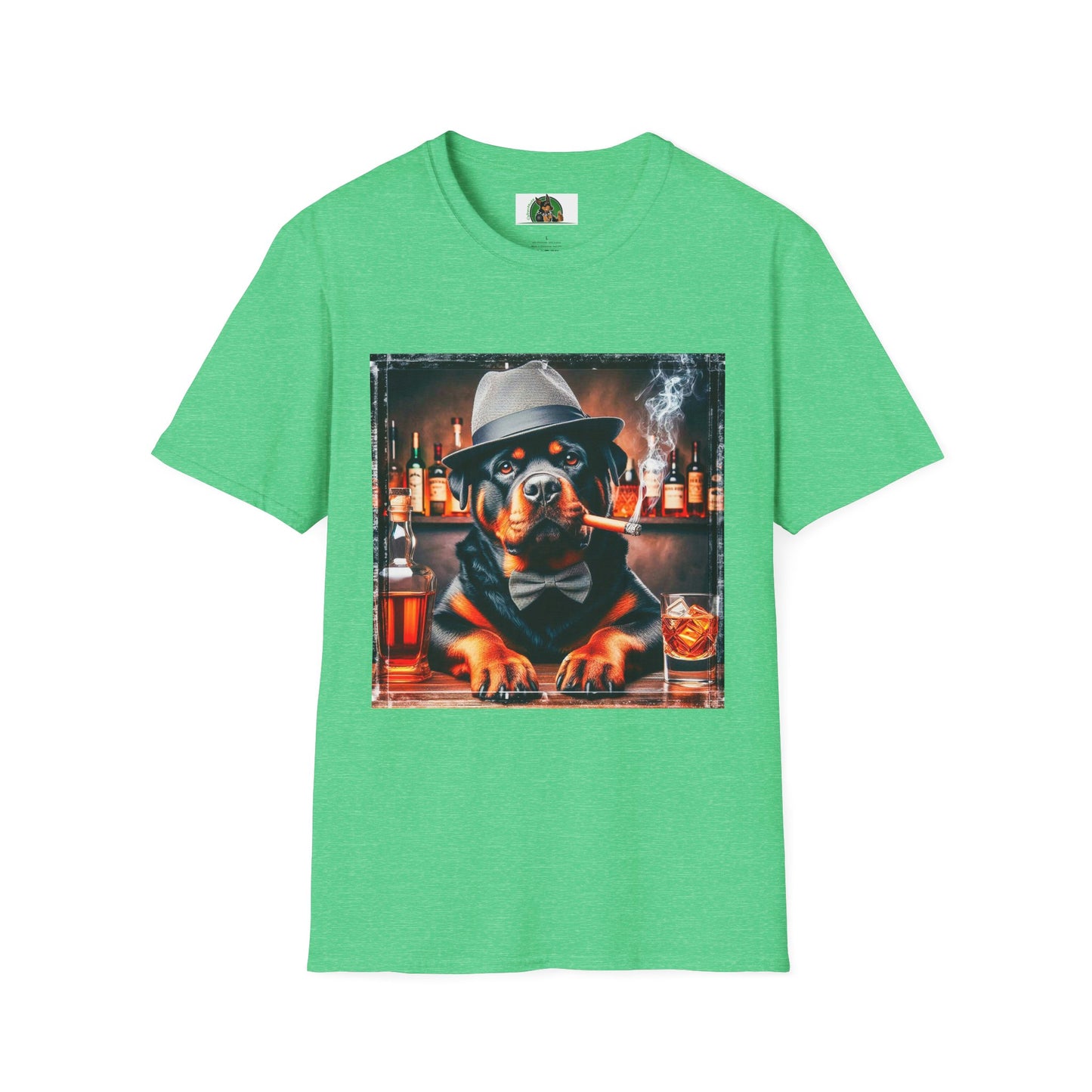 Rottweiler smoking a cigar shirt T-Shirt Printify S Heather Irish Green