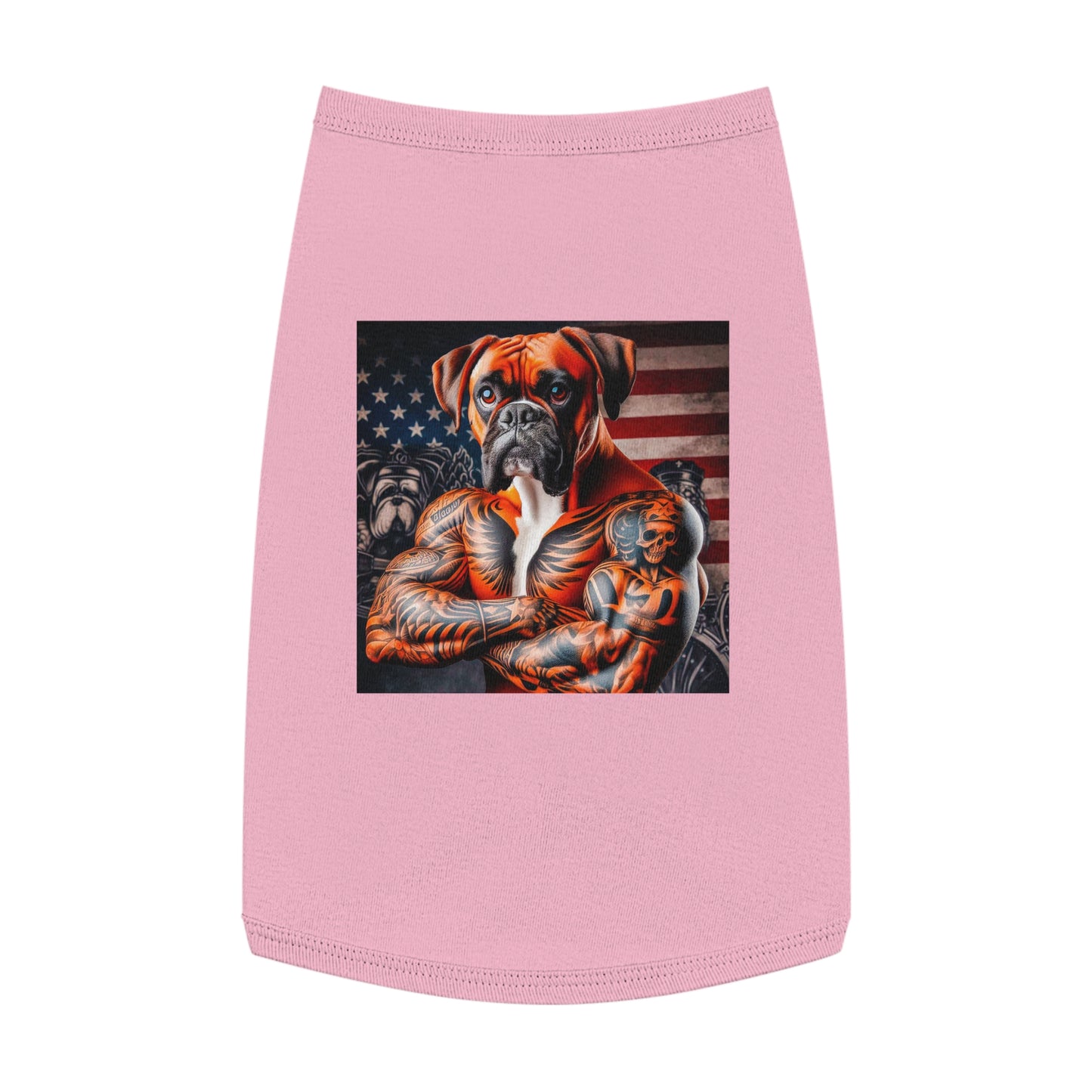 Pet Tank Top Boxer Dog American Flag Pets Printify L Pink